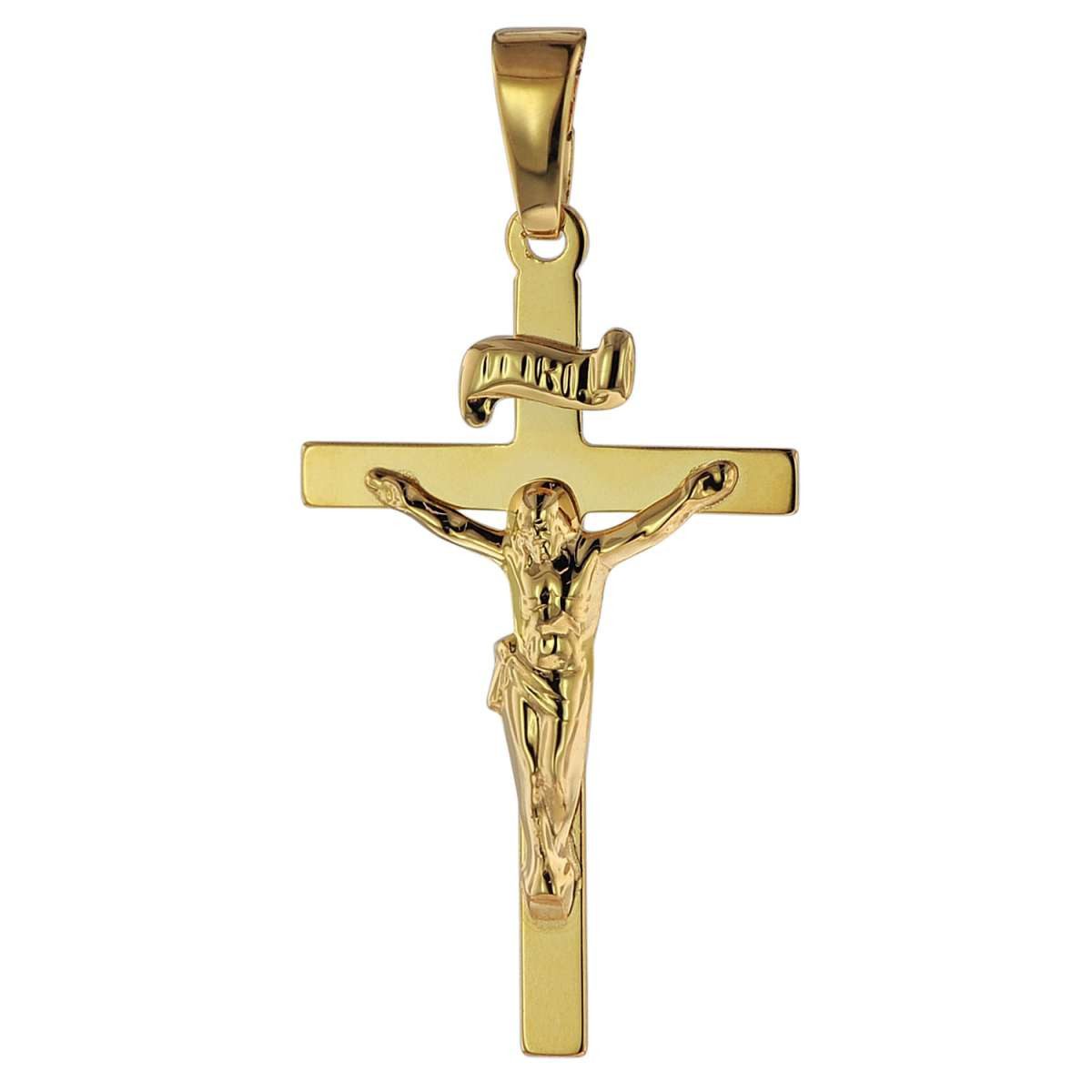 trendor Kreuzanhänger 75642, Anhänger Kruzifix 585 Gold/14 Karat 24 x 15 mm