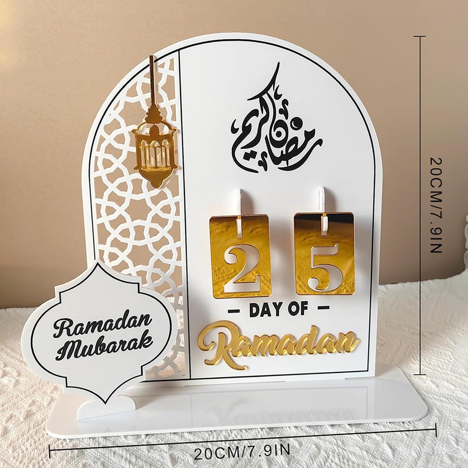 LuxusKollektion Adventskalender Adventskalender Ramadan Countdown Acryl Ornament Eid weiß+gold