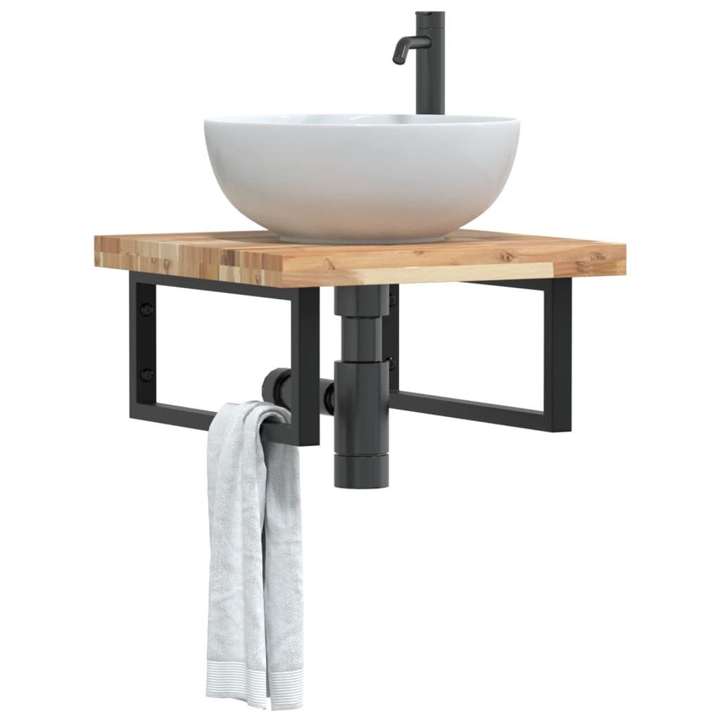 vidaXL Badezimmerspiegelschrank Waschbeckenregal Wandmontage Stahl und nholz (1-St)