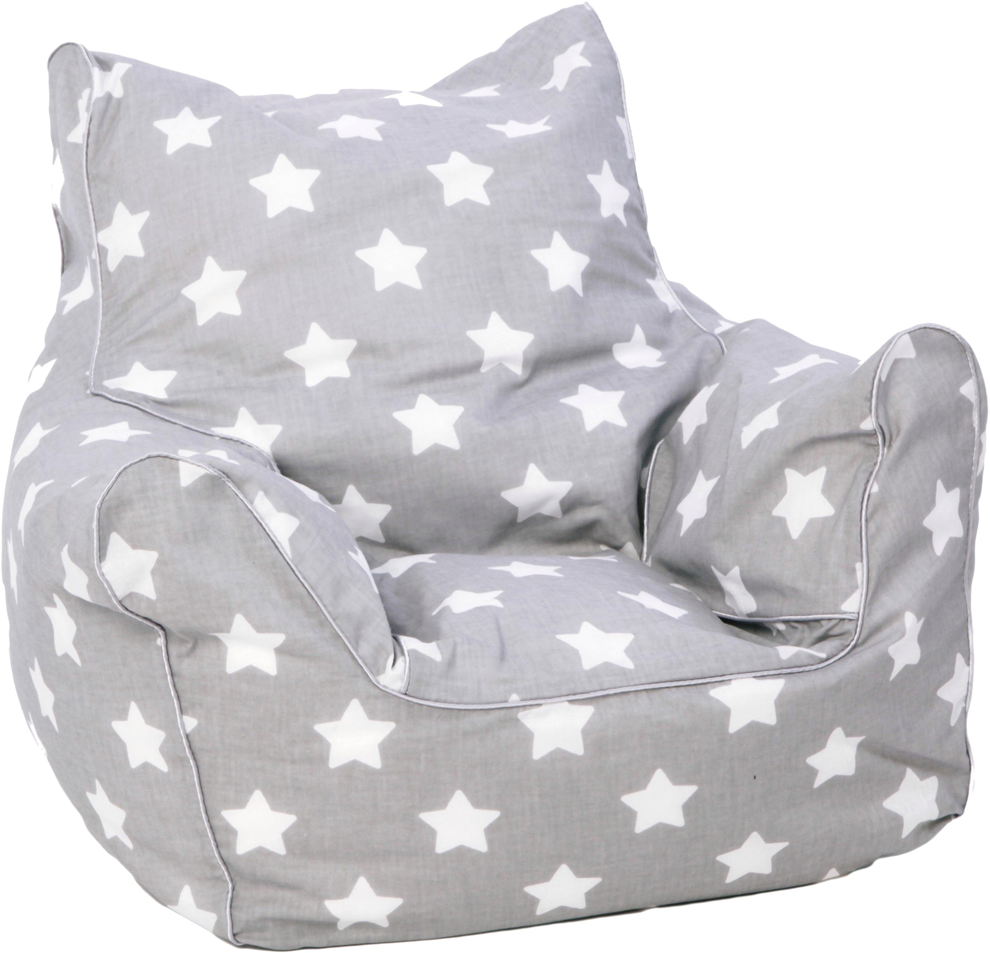 Knorrtoys® Sitzsack Grey White Stars, für Kinder; Made in Europe