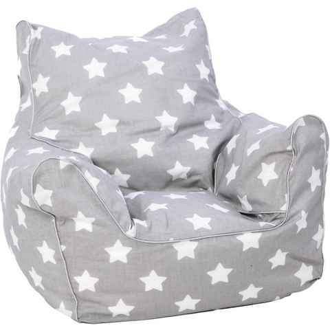 Knorrtoys® Sitzsack Grey White Stars, für Kinder; Made in Europe