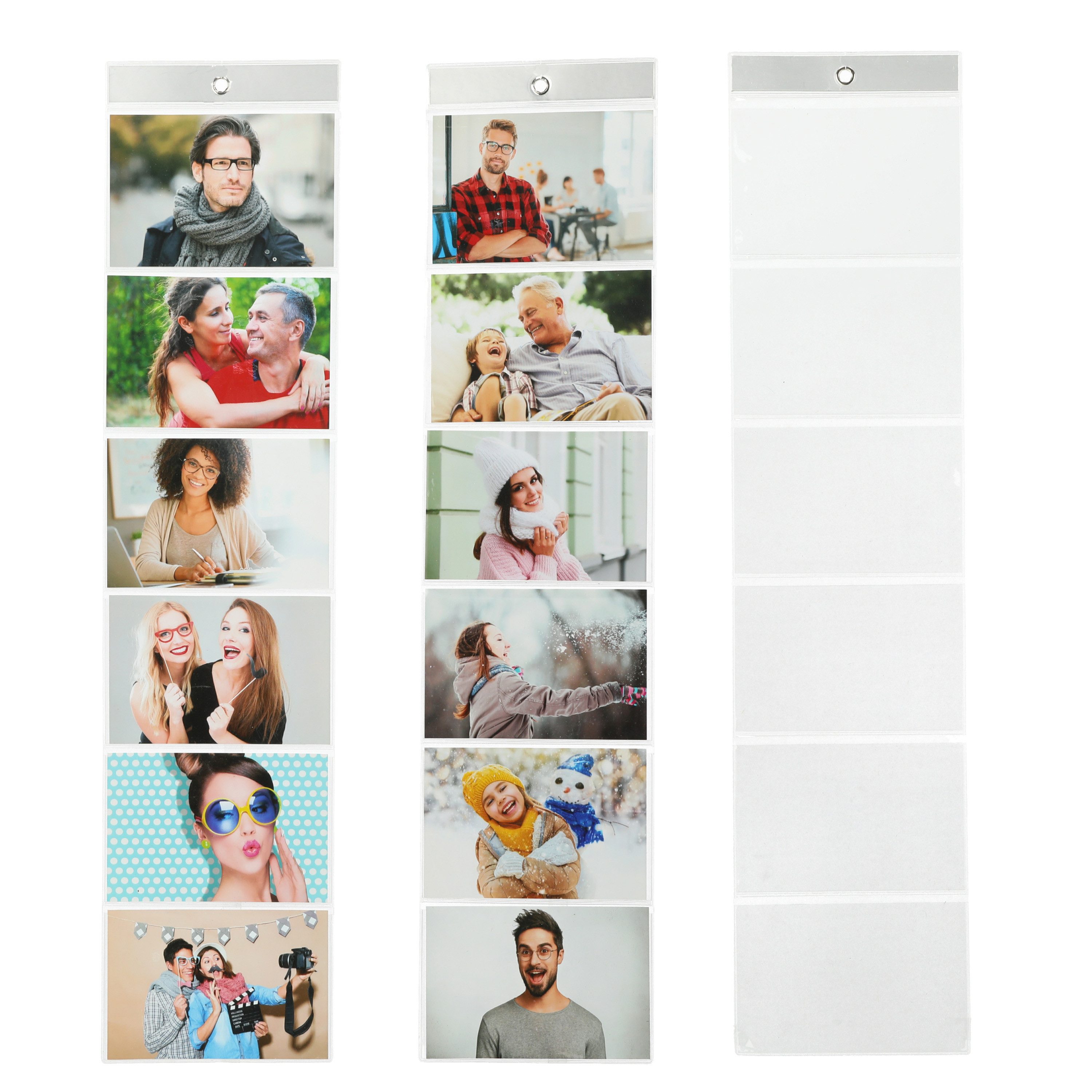 CEPEWA Fotohalter Bilderhänger 3er Set 16x68cm PVC für 6 Bilder 15x10cm Öse Fotovorhang