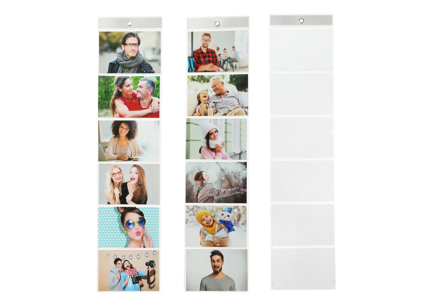 CEPEWA Fotohalter Bilderhänger 3er Set 16x68cm PVC für 6 Bilder 15x10cm Öse Fotovorhang