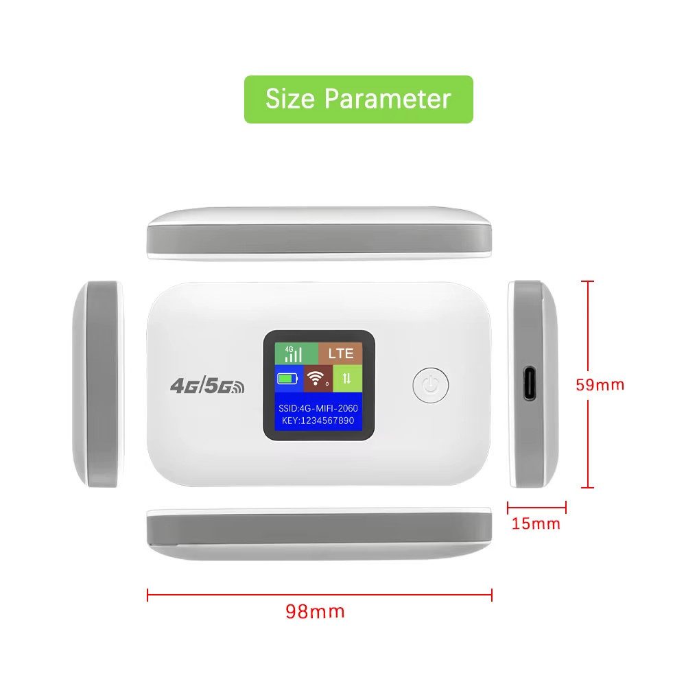 Athlix Reise-WLAN-Hotspot mit SIM-Steckplatz 4G Mobil 300Mbps WLAN-Router, LED-Display Stabile Verbindung Unterstützt 10 Geräte Outdoor