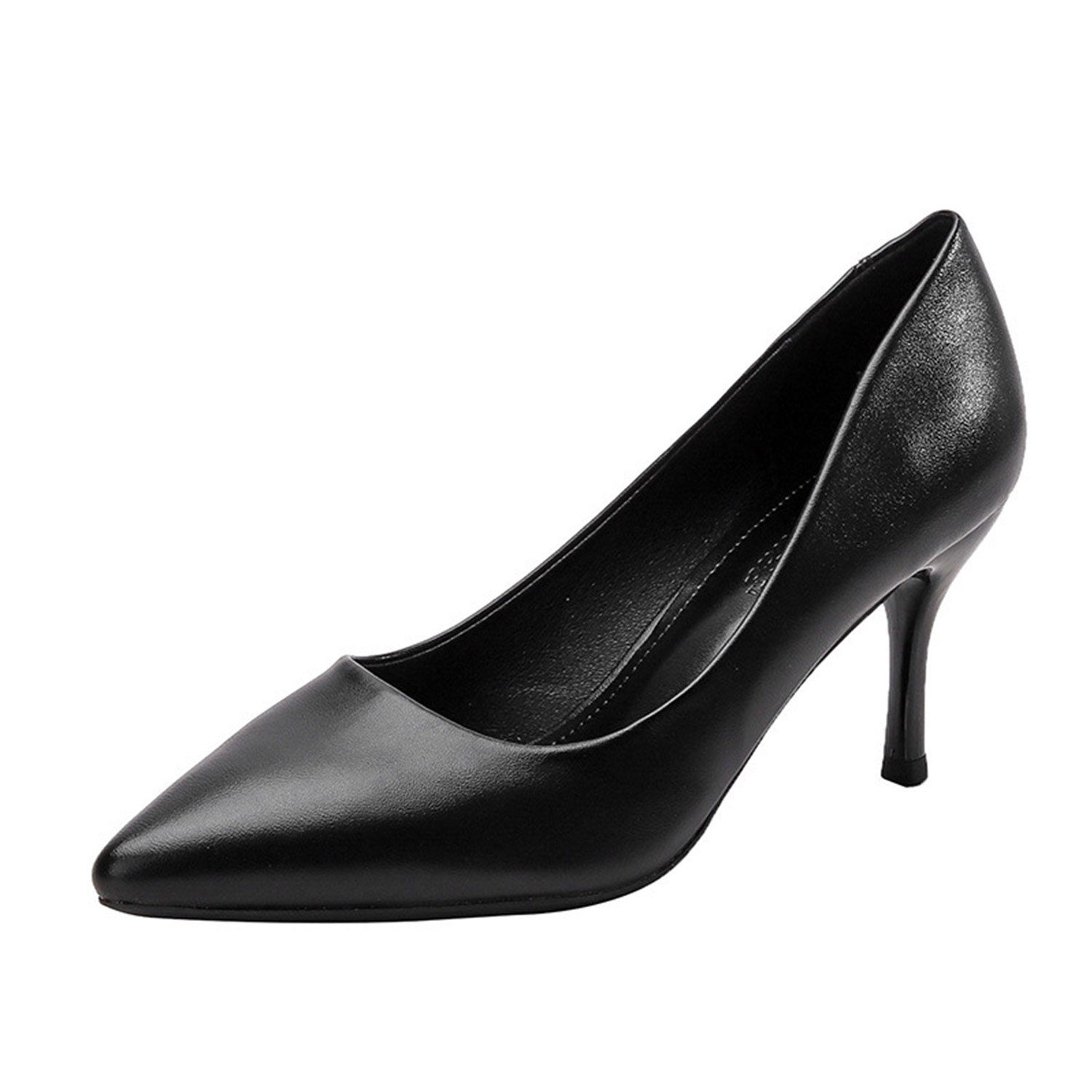 Daisred Damen Klassische Absatzschuhe Businessschuhe Comfort Lining Pumps Schwarz-7cm