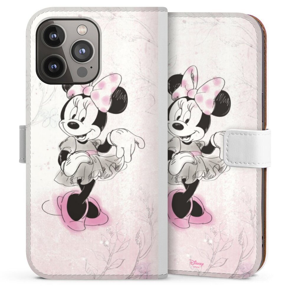 DeinDesign Handyhülle Minnie Mouse Disney Vintage Minnie Watercolor, Apple iPhone 14 Pro Max Hülle Handy Flip Case Wallet Cover