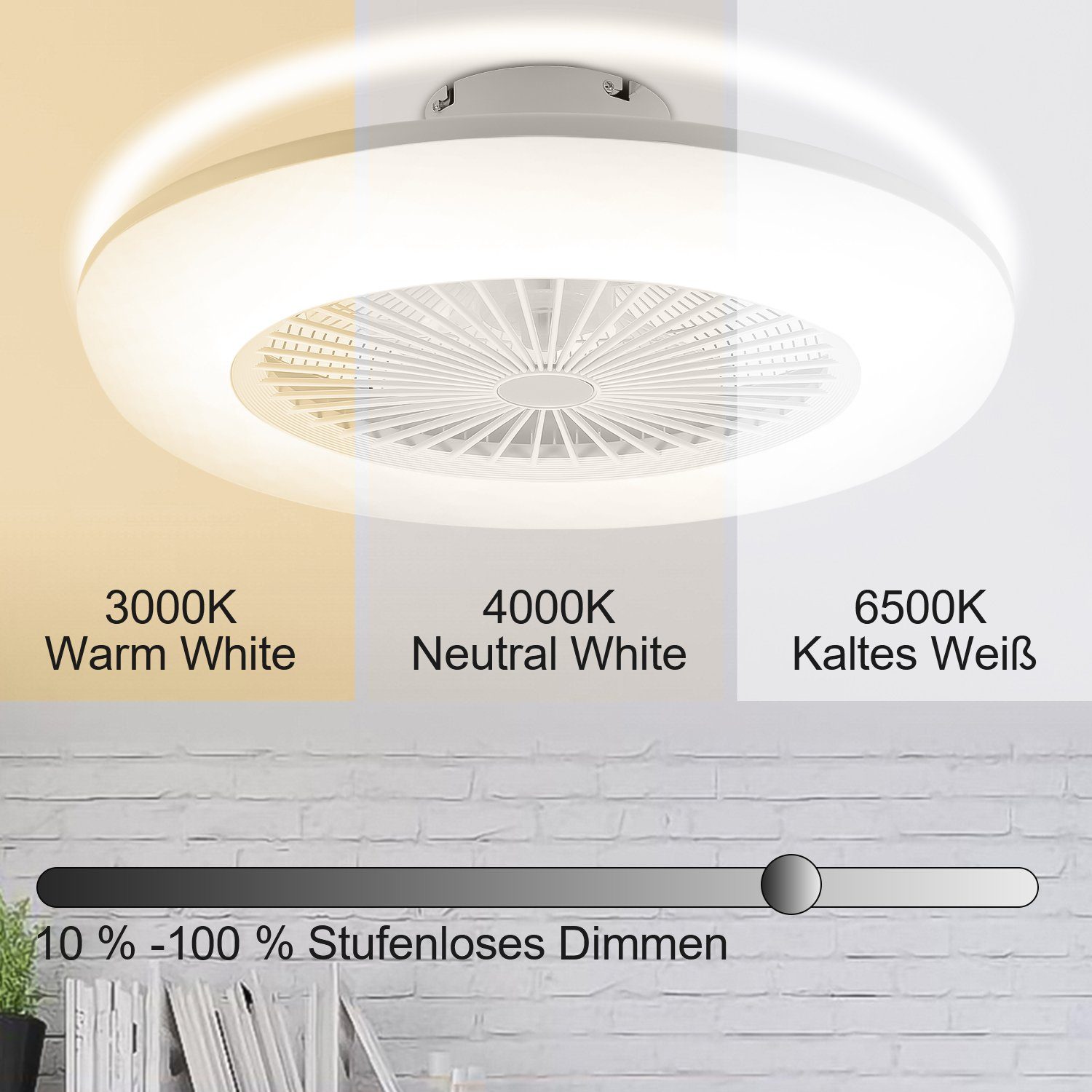 Lospitch Deckenventilator Deckenventilator Mit Beleuchtung Fernbedienung LED Deckenleuchte