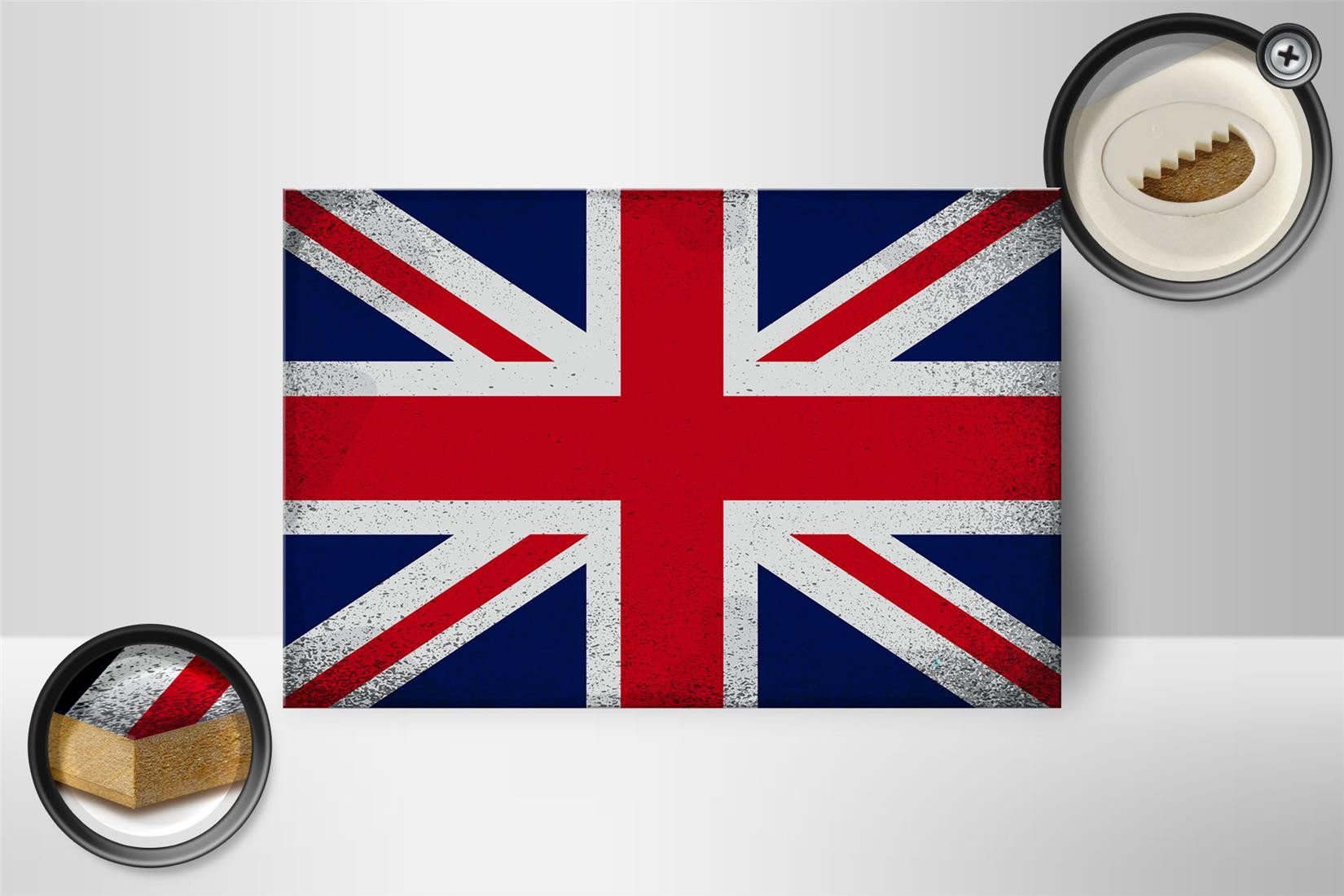 Femer GmbH Holzbild Flagge Union Jack 18x12cm United Kingdom Vintag, Flaggen (1 St), Glatte Holzfaserplatte (MDF), vorn beschichtet