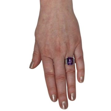 SKIELKA DESIGNSCHMUCK Silberring Amethyst Ring "Engraved" 13x11 mm (Sterling Silber 925) (1-tlg), hochwertige Goldschmiedearbeit aus Deutschland