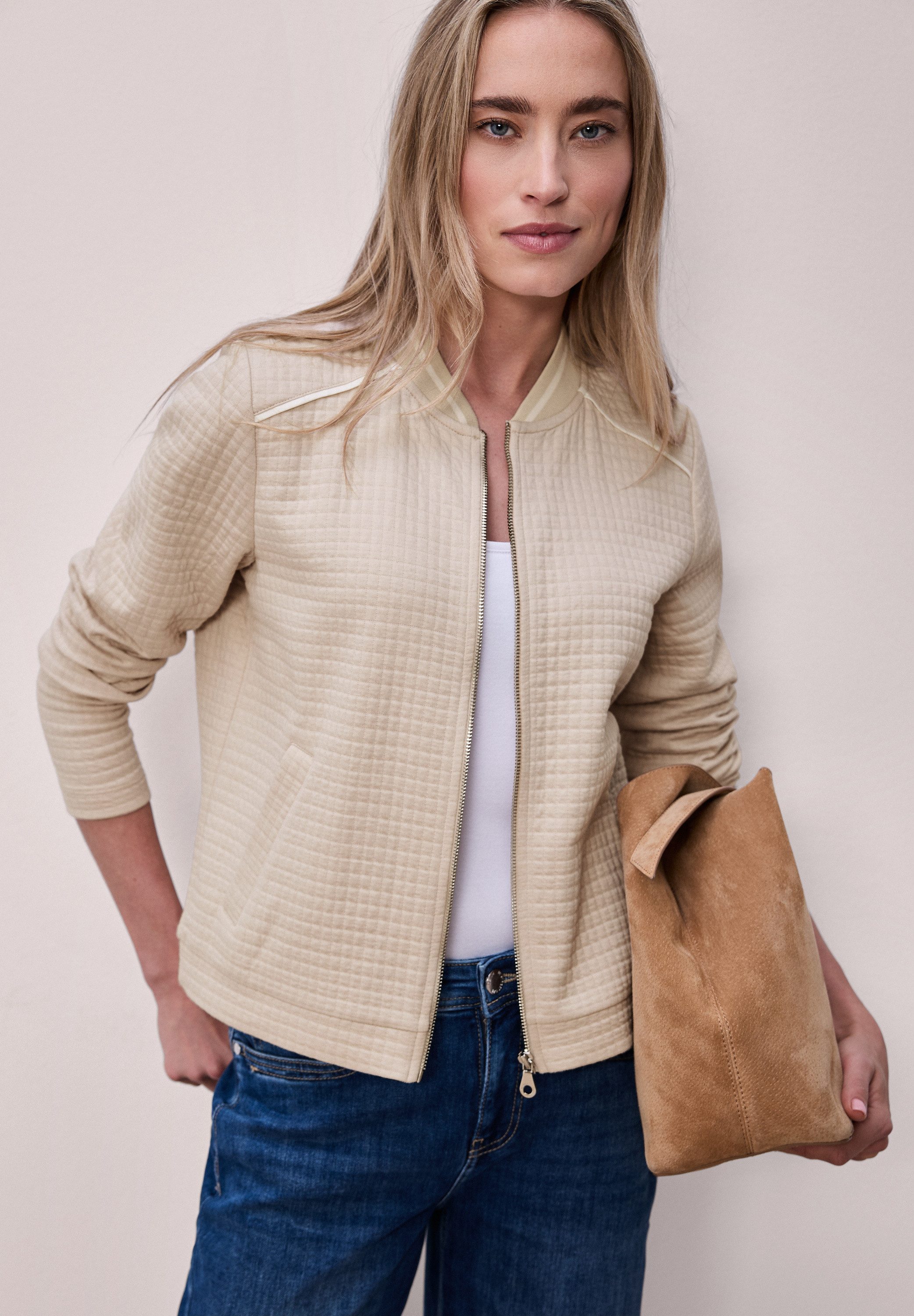 STREET ONE Sweatjacke aus elastischem Materialmix