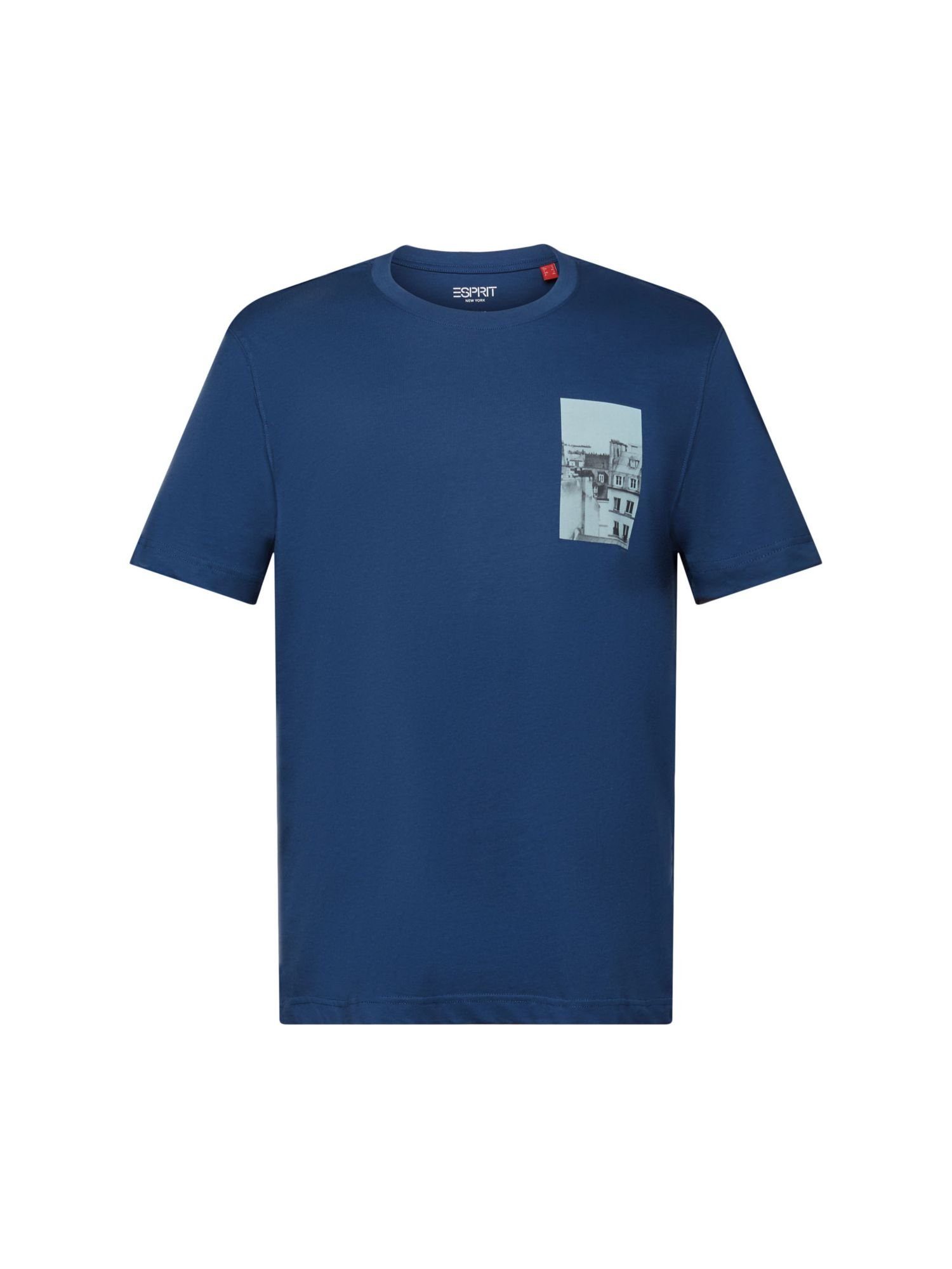 Esprit T-Shirt T-Shirt mit Print auf Vorder- und Rückseite (1-tlg) GREY BLUE