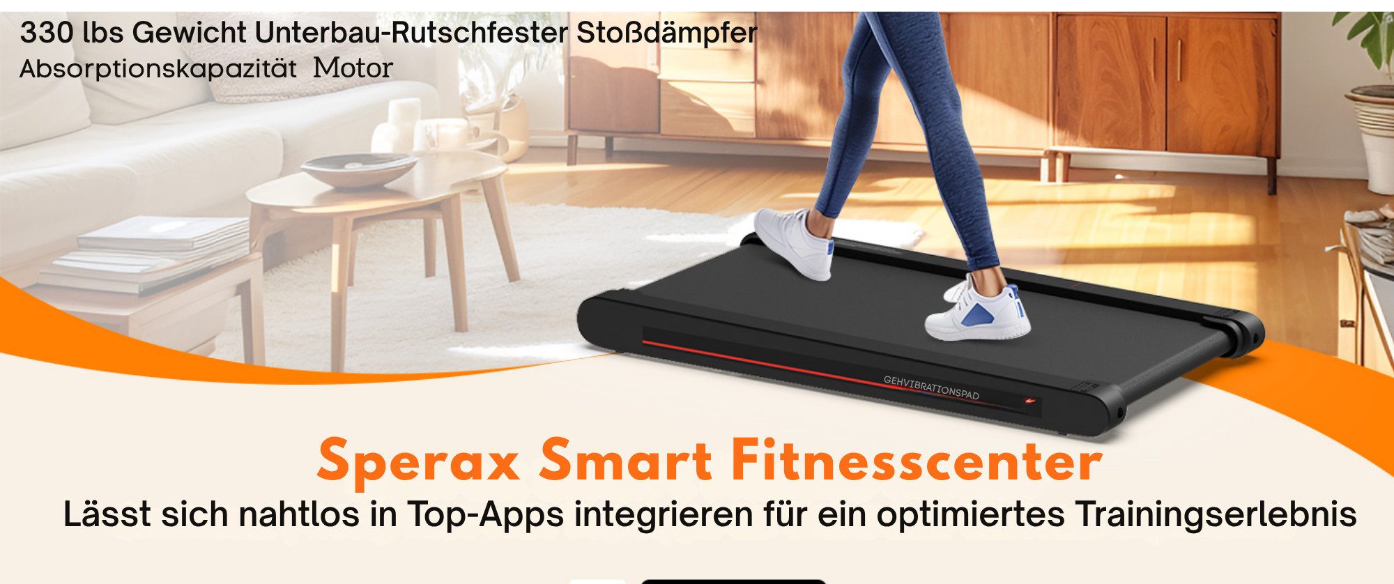 Vivitar Laufband 3-in-1 Multifunktionales Walking & Vibrations Laufband für Zuhause (LEISTUNGSSTARKER UND LEISER MOTOR, PLATZSPARENDES DESIGN, LED-Display, App-Steuerung, leiser Hochleistungsmotor 0,3–6 km/h), Geh- & Schreibtisch-Laufband mit Vibrationsmassage 4 Intensitätsstufen