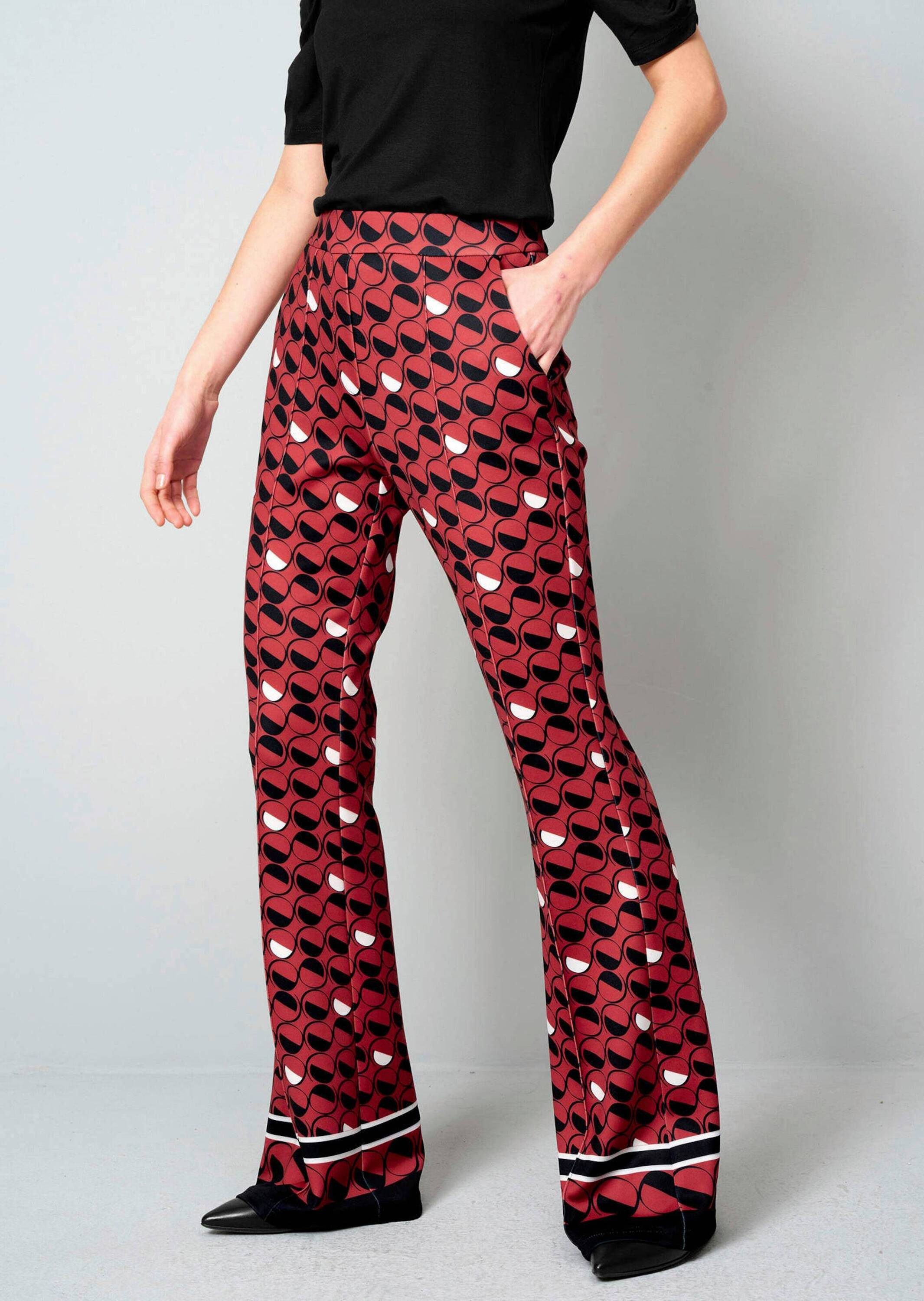 Alba Moda Stoffhose Druckhose mit Bordüre