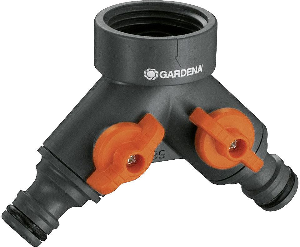 Schlauchhalterung Gardena 2-Wege-Ventil für 1/2 Wasserhahn mit 3/4