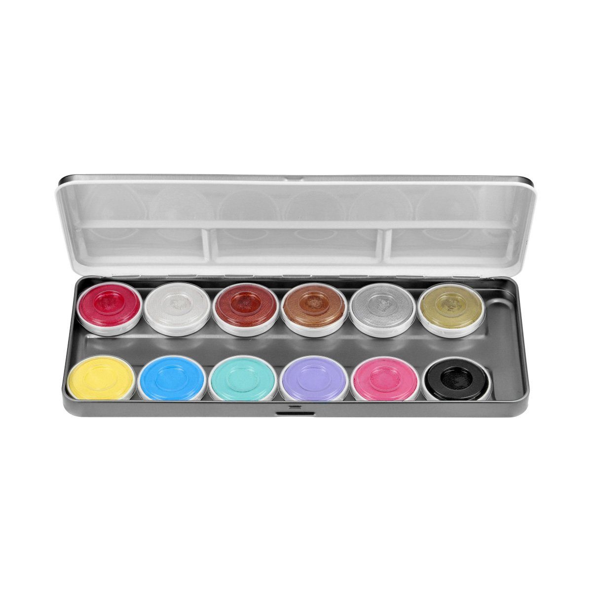 Theaterschminke Wasserschminke Pastel & Shimmer - Palette mit 12 F