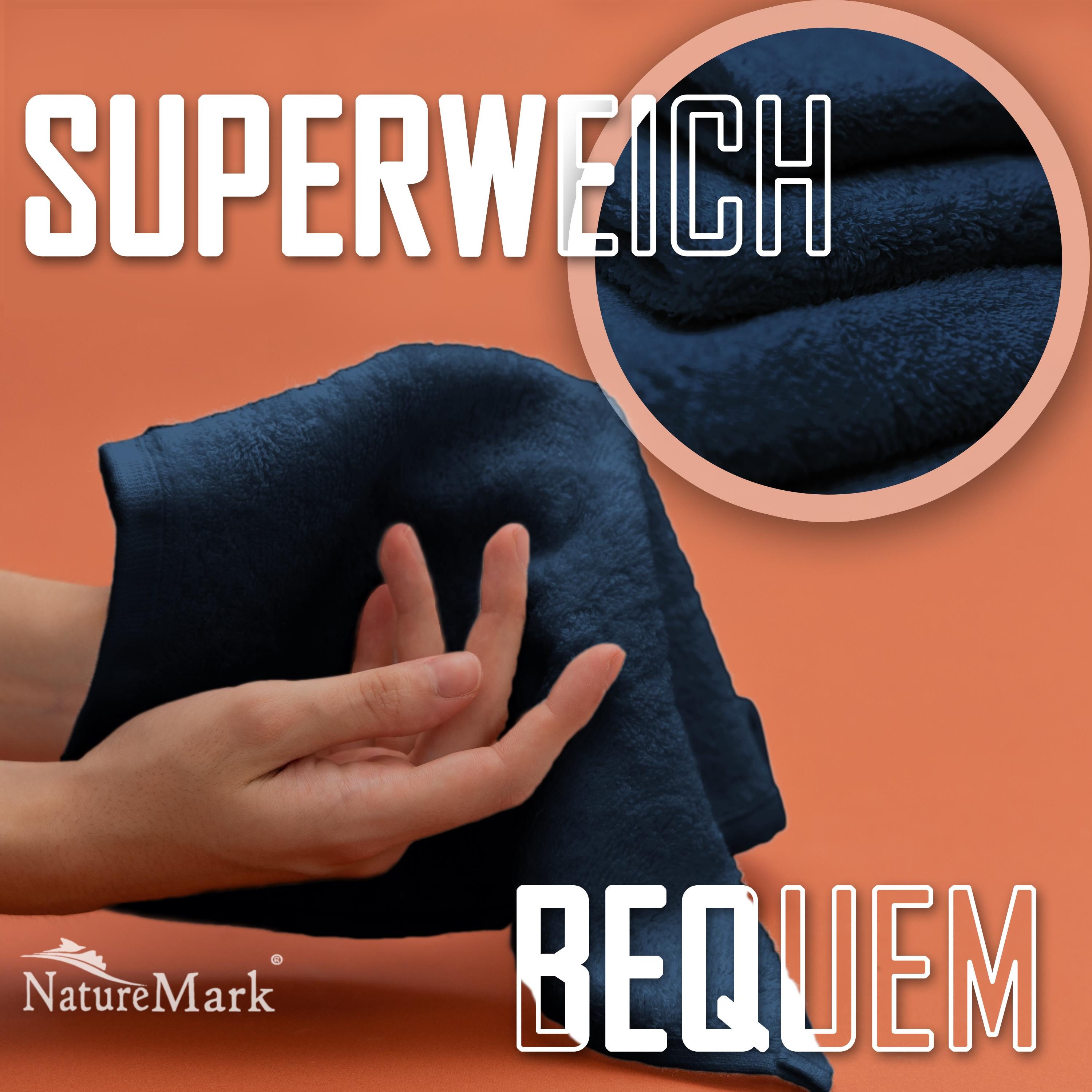 NatureMark Seiftuch 10er-Set Seiftücher 30x30cm 100% Baumwolle, (10-St), Frottier Waschlappen Seiflappen 30 x 30 cm, Navy blau – Bild 4 von 5