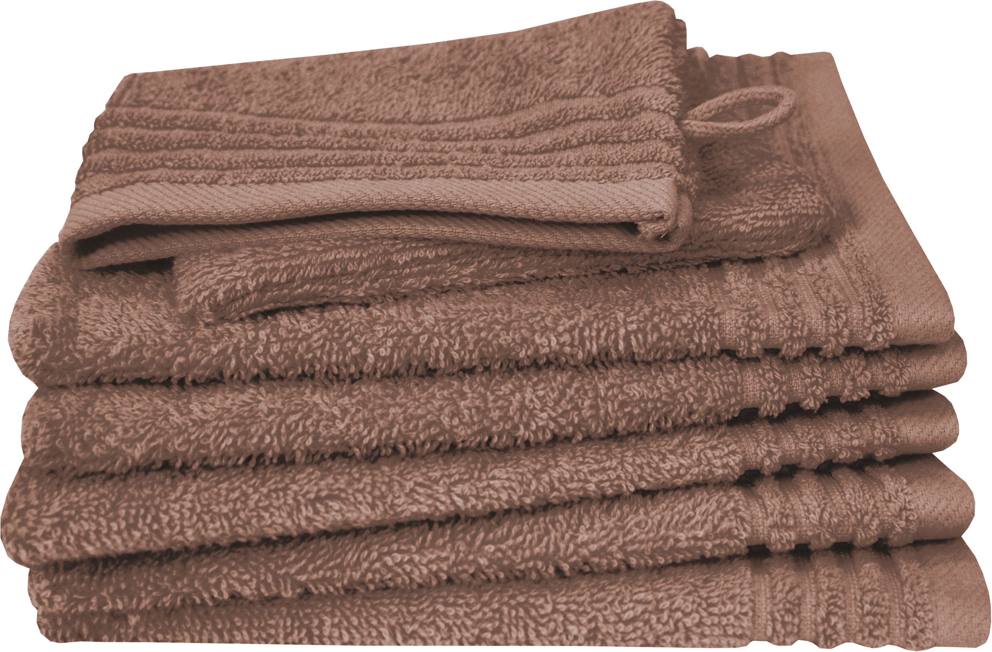 Dyckhoff Waschhandschuh Waschhandschuh-Set BRILLANT 6-tlg., Baumwolle, 550 g/m², Frottier (Packung, 6-St), Baumwolle