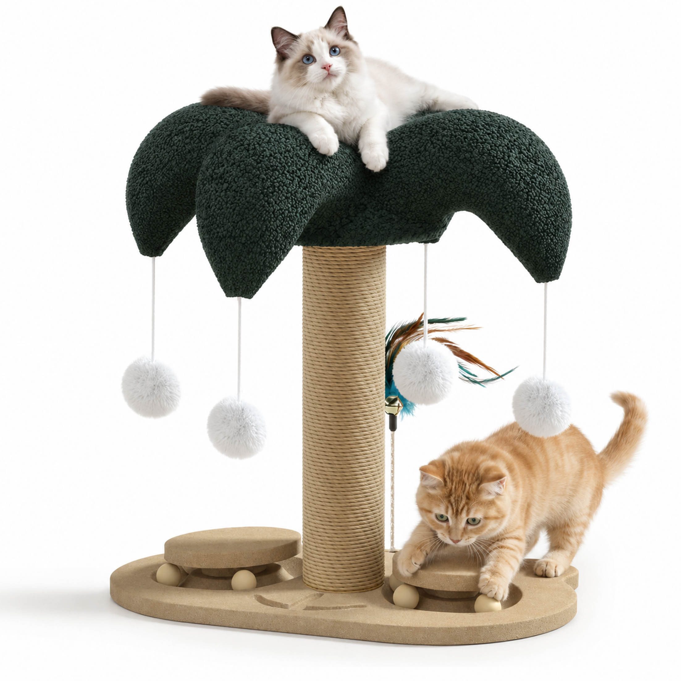 KINSI Kratzbaum kratzbaum für katzen, Katzenkratzbaum, Interaktives Katzenspielzeug, 45 cm (H) x 40 cm (B) x 27 cm (T)