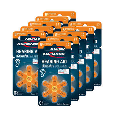ANSMANN® Typ 13 Hörgerätebatterien Orange 60 Stück - P13 PR48 ZL2 Knopfzelle