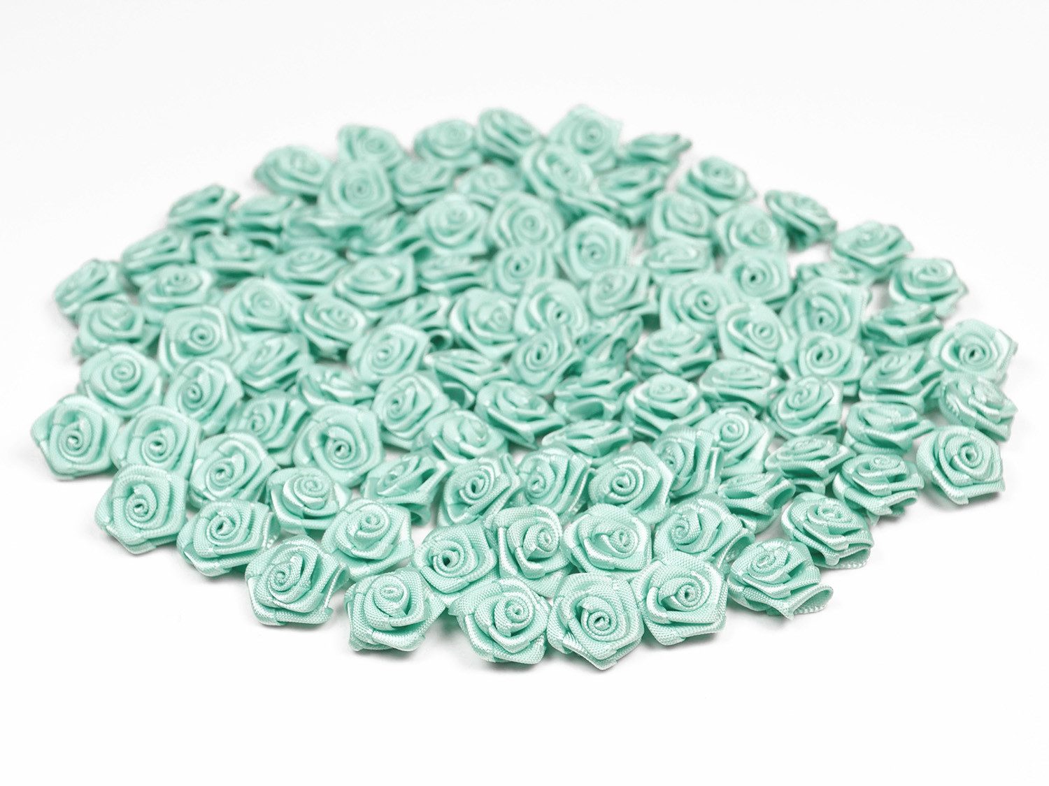 Creativery Streudeko, Satinrosen 15mm zum Basteln & Aufnähen 100 Stück
