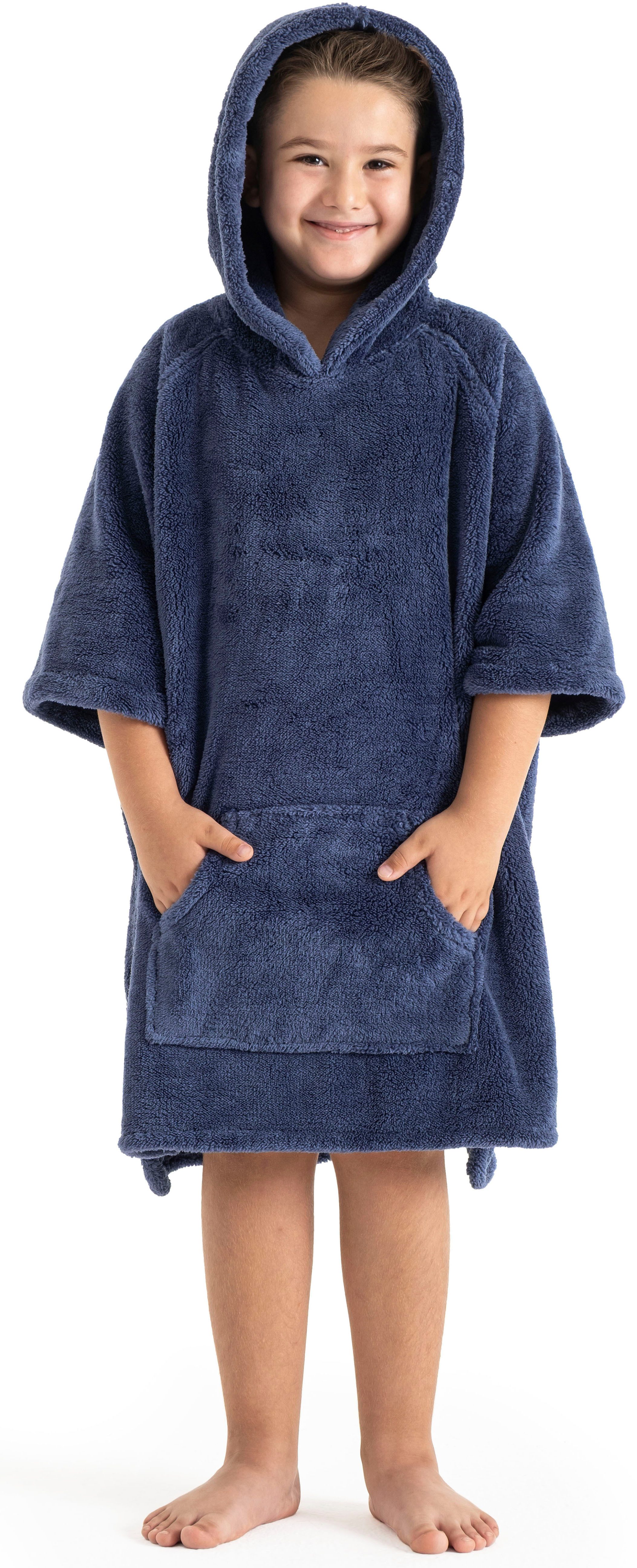 OTTO home Badeponcho Lillou, für Kinder, ideal für Urlaub oder im Schwimmbad, Midilänge, Microfaser, Kapuze, weich und kuschelig, Fleece, plüsch, Surfponcho