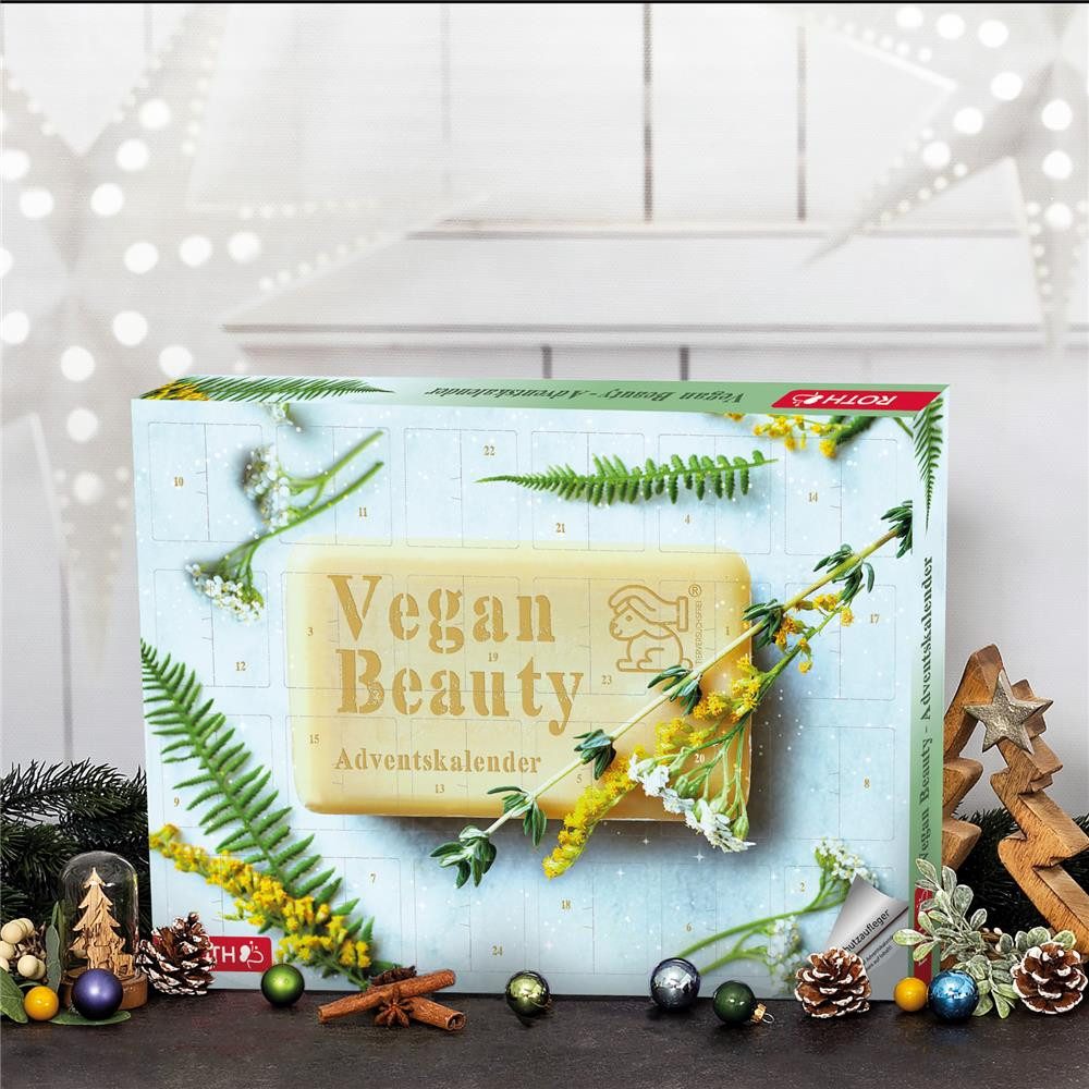 Roth Adventskalender Adventskalender Vegan Beauty, 24 vegane Kosmetikartikel für tierfreie Pflege im Advent