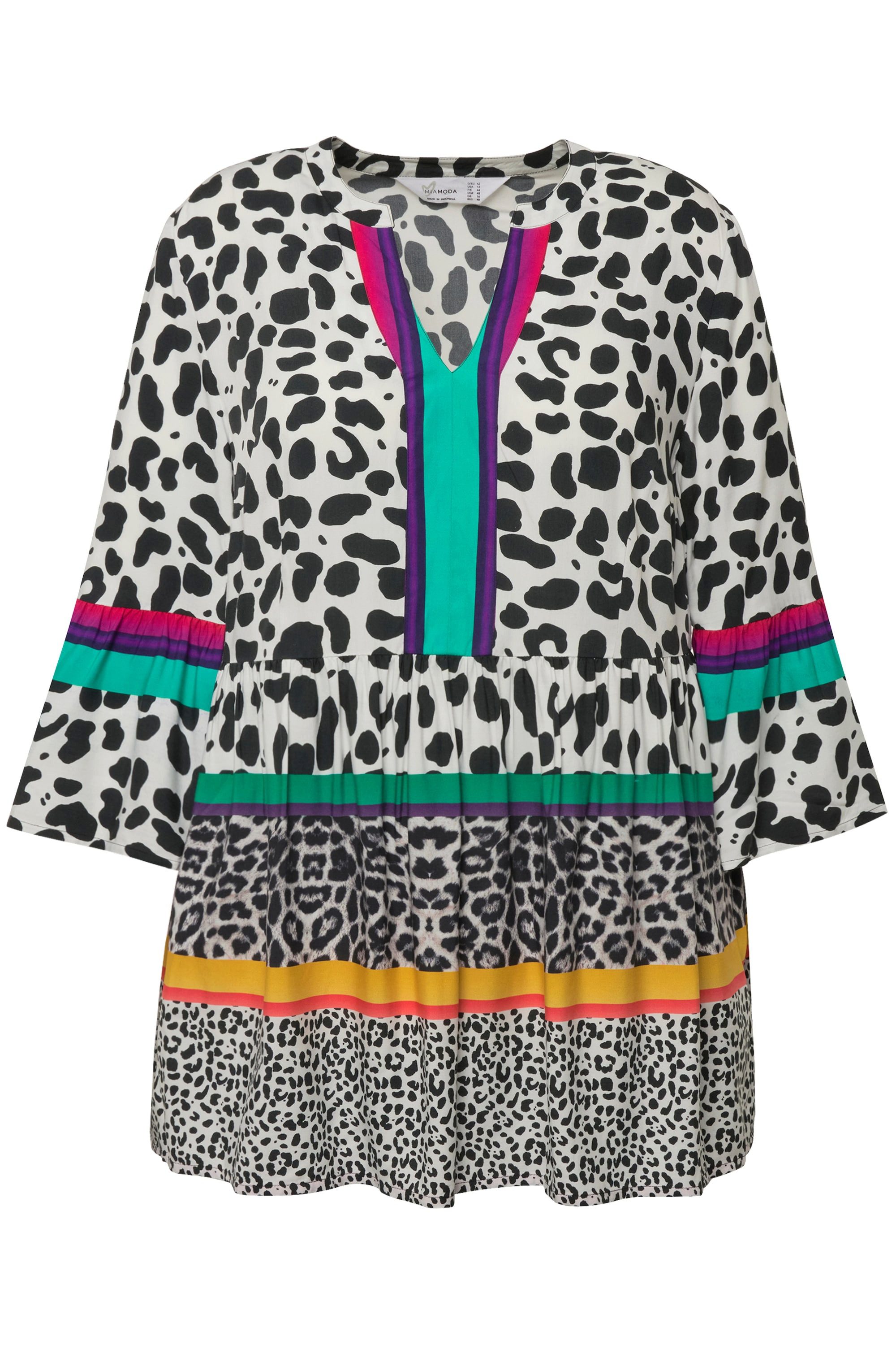 MIAMODA Tunika Bluse A-Linie Leo-Streifen Tunika-Ausschnitt günstig online kaufen