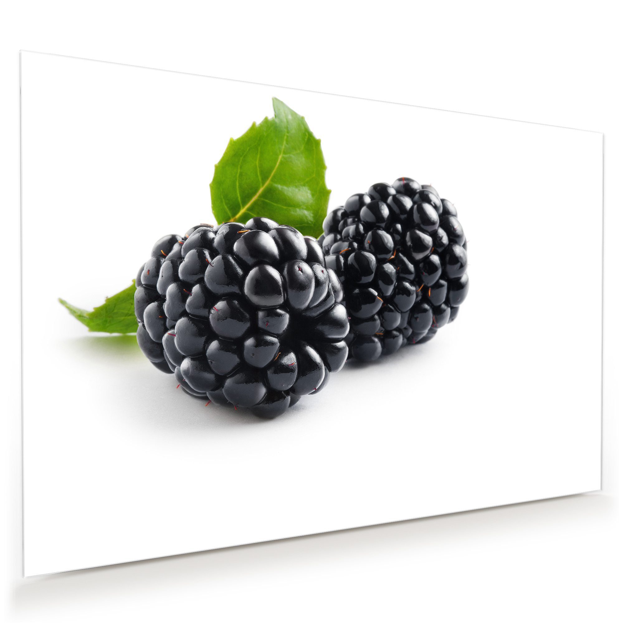 Primedeco Glasbild Wandbild Brombeeren mit Blätter mit Aufhängung