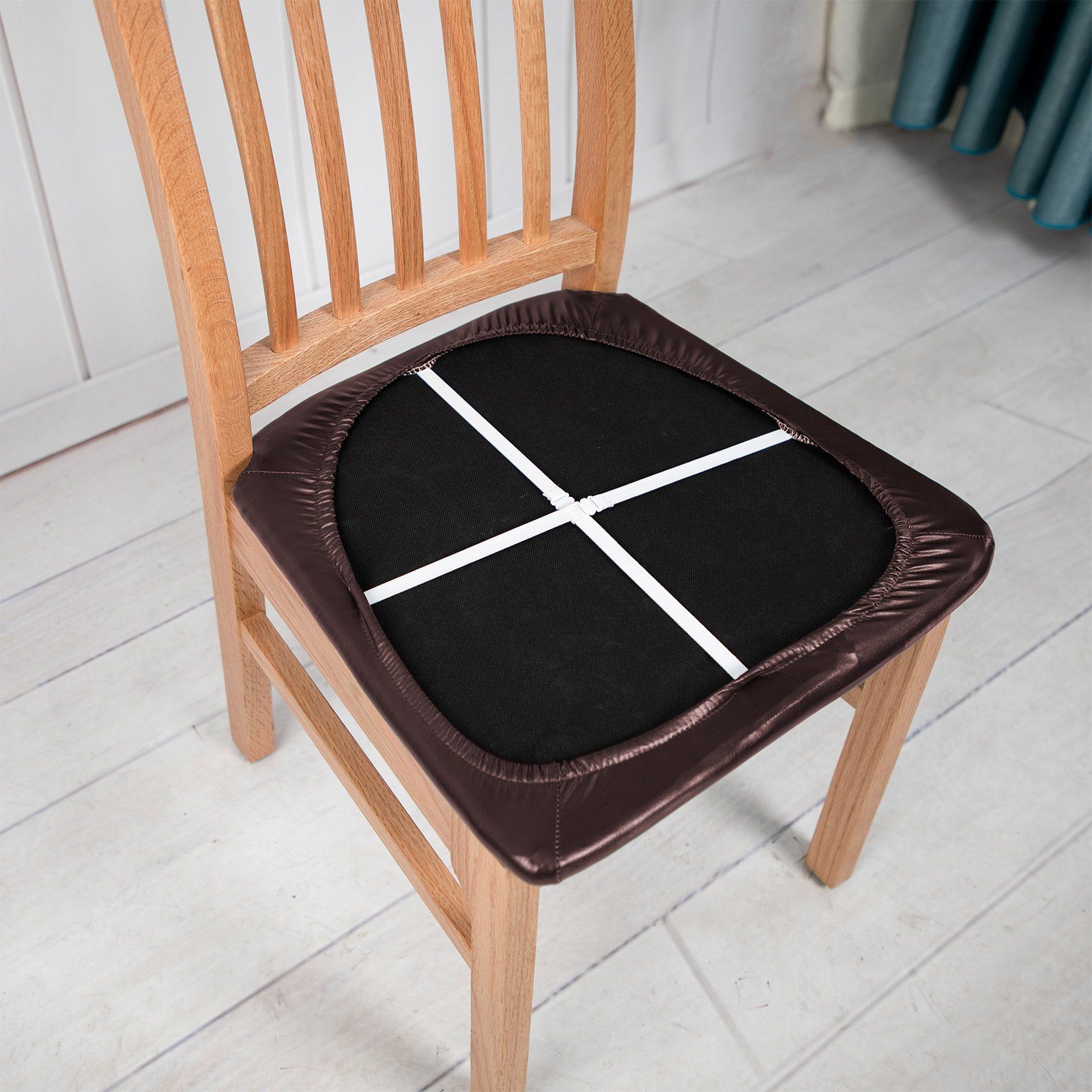 Esszimmer PU Cushion Stretch Braun Elastic Sitzbezug, Sunicol Slipcover, für Stuhlhusse Home,