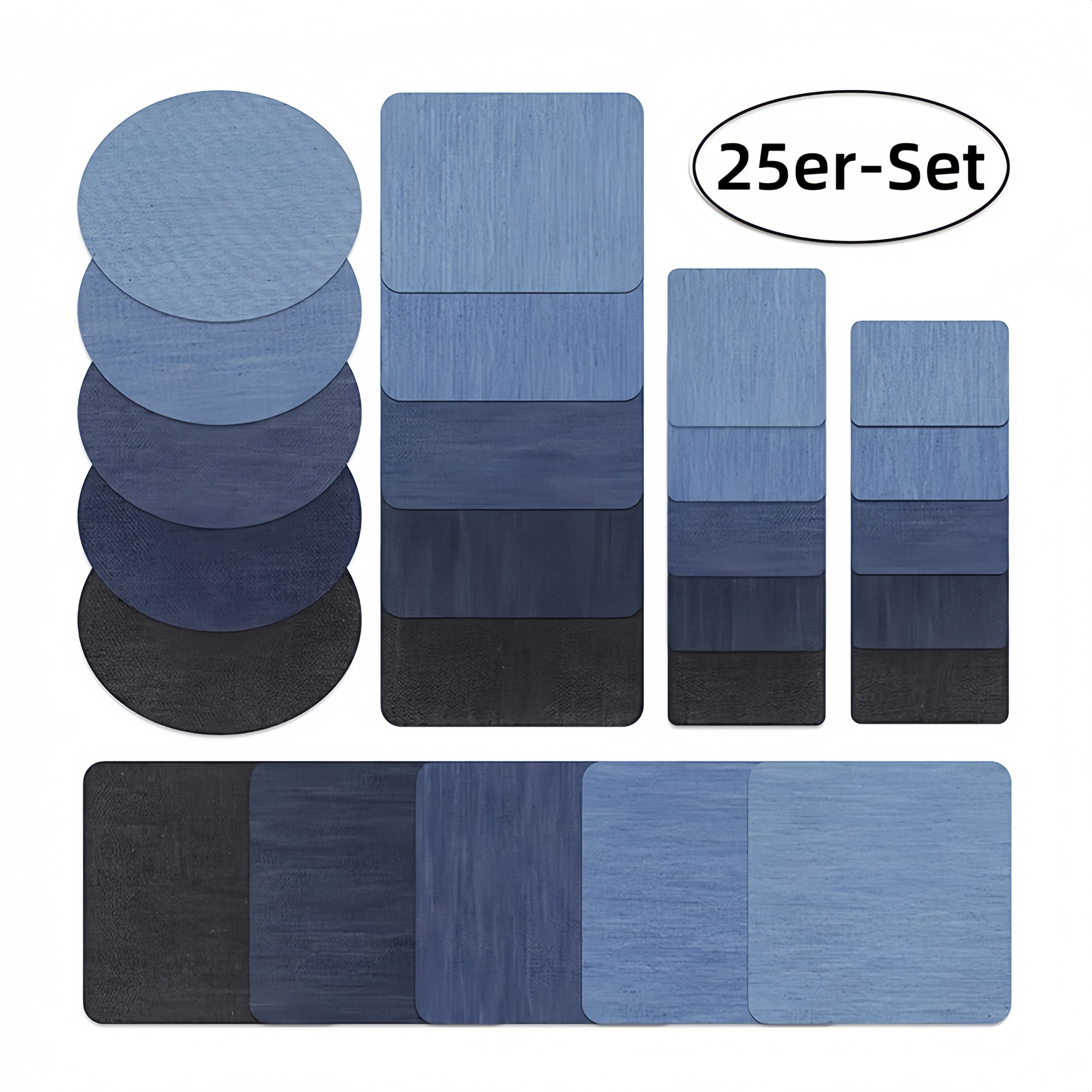 FOUORTUNATE-BEE Aufnäher 25er-Set Jeansflicken zum Aufbügeln für Kleidung und Taschen, (25-tlg), Baumwoll-Jeanspatches zum Reparieren von Hosen und Jacken