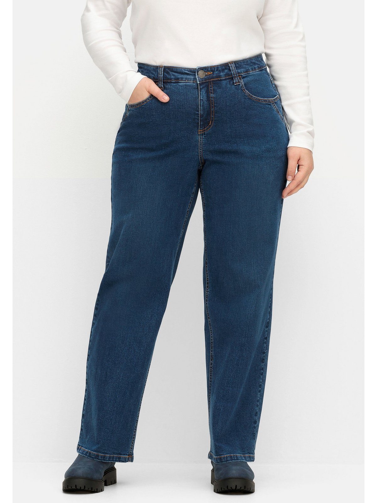 Weite ELLA dark Jeans und blue kräftige Sheego Waden Große für Denim Größen Oberschenkel