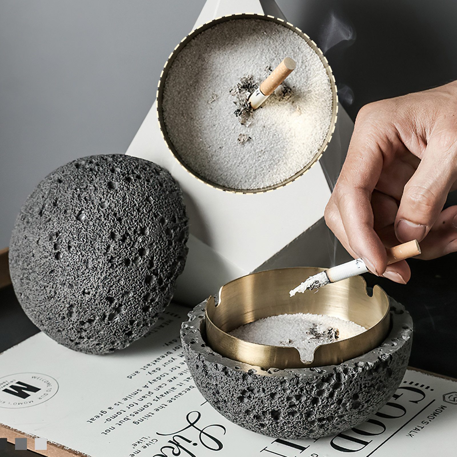BlingBin Aschenbecher Mülleimer, kreativer Tischmülleimer Edelstahl, Für Zigarettenasche, Hochwertige Materialien,Praktisch und wetterfest