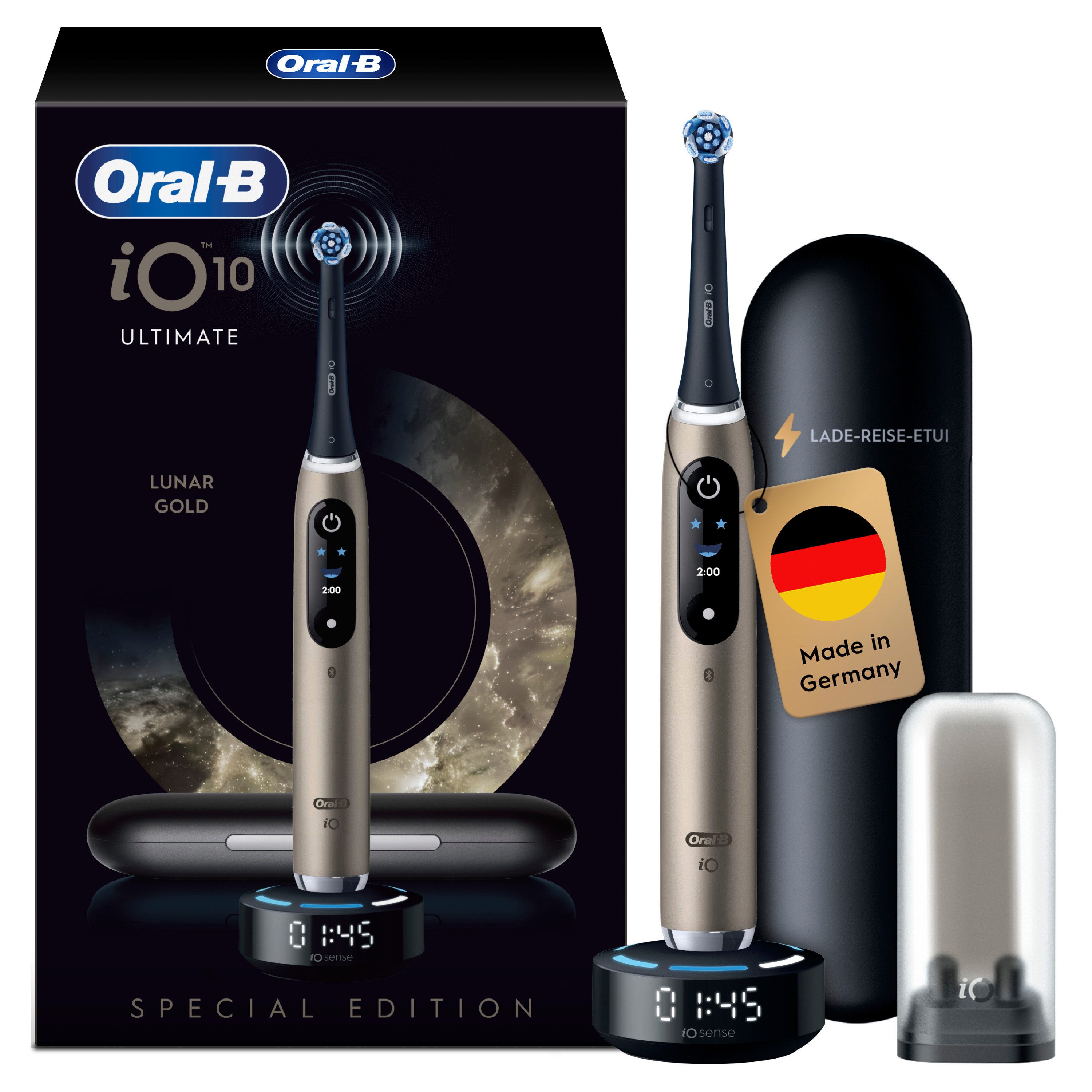 Oral-B Elektrische Zahnbürste iO Series 10, Щетки: 1 St., inkl. 1 Aufsteckbürste, iO Sense Schnellladestation, Lade-Reise-Etui