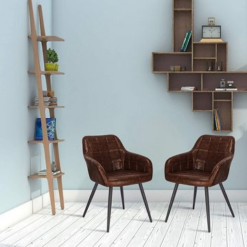 Woltu Esszimmerstuhl (1 St), Küchenstuhl Sessel mit Armlehne, Metallbeine