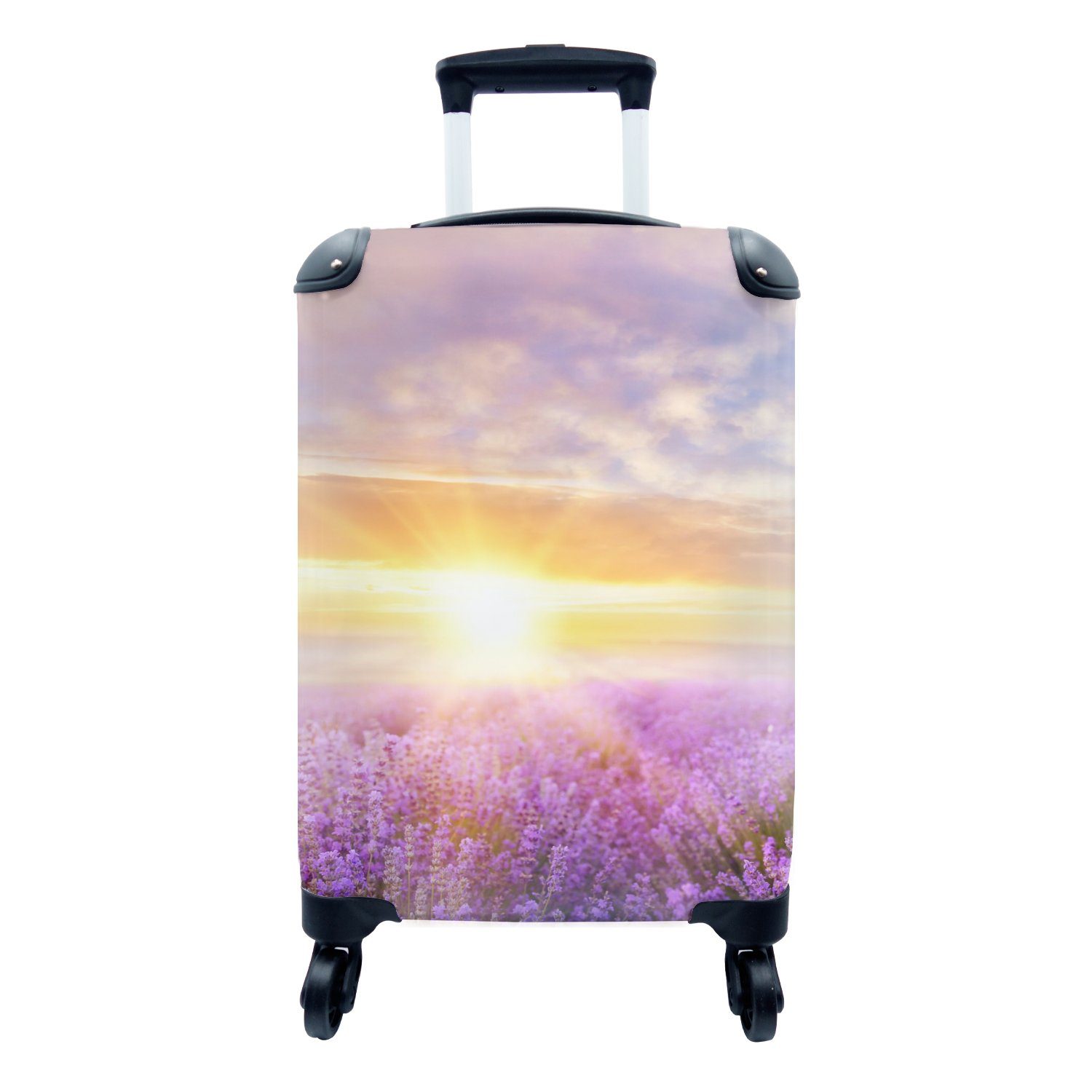 MuchoWow Handgepäckkoffer Lavendel - Sonne - Himmel - Natur, 4 Rollen, Reisetasche mit rollen, Handgepäck für Ferien, Trolley, Reisekoffer