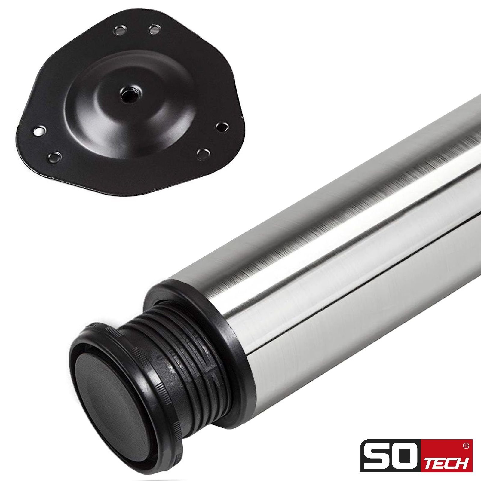 SO-TECH® Tischbein Ø 60 mm, belastbar bis 75 kg pro Stück, höhenverstellbar, Höhe 71 cm, echt Edelstahl mit Anti-Fingerprint, 4x