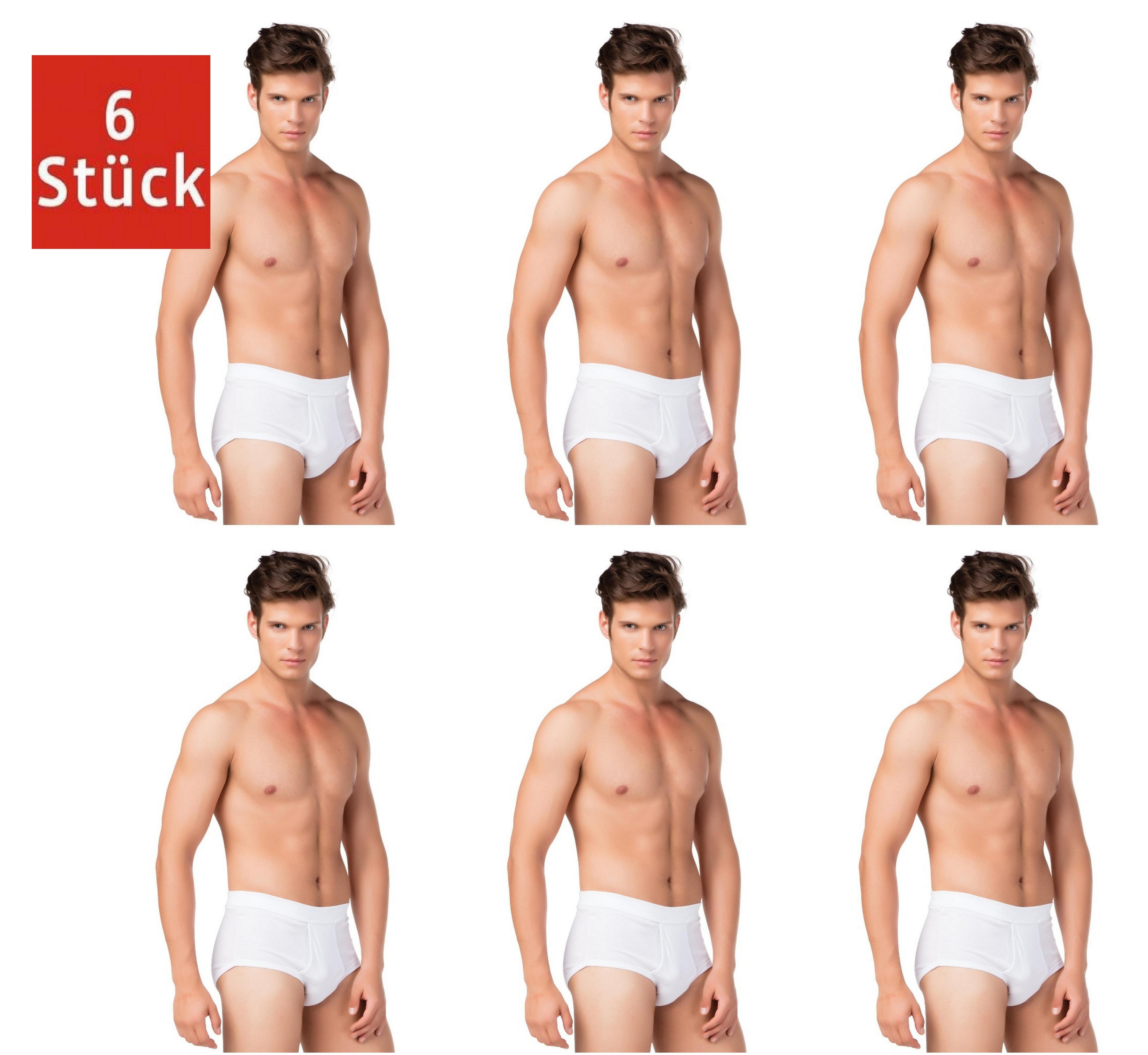 DDOnlineShop Slip Unterhosen Herren aus 100% Bio-Baumwolle –Feinripp Slip mit Eingriff (Spar-Set, 6-St., 6er-Pack) Premium Qualität