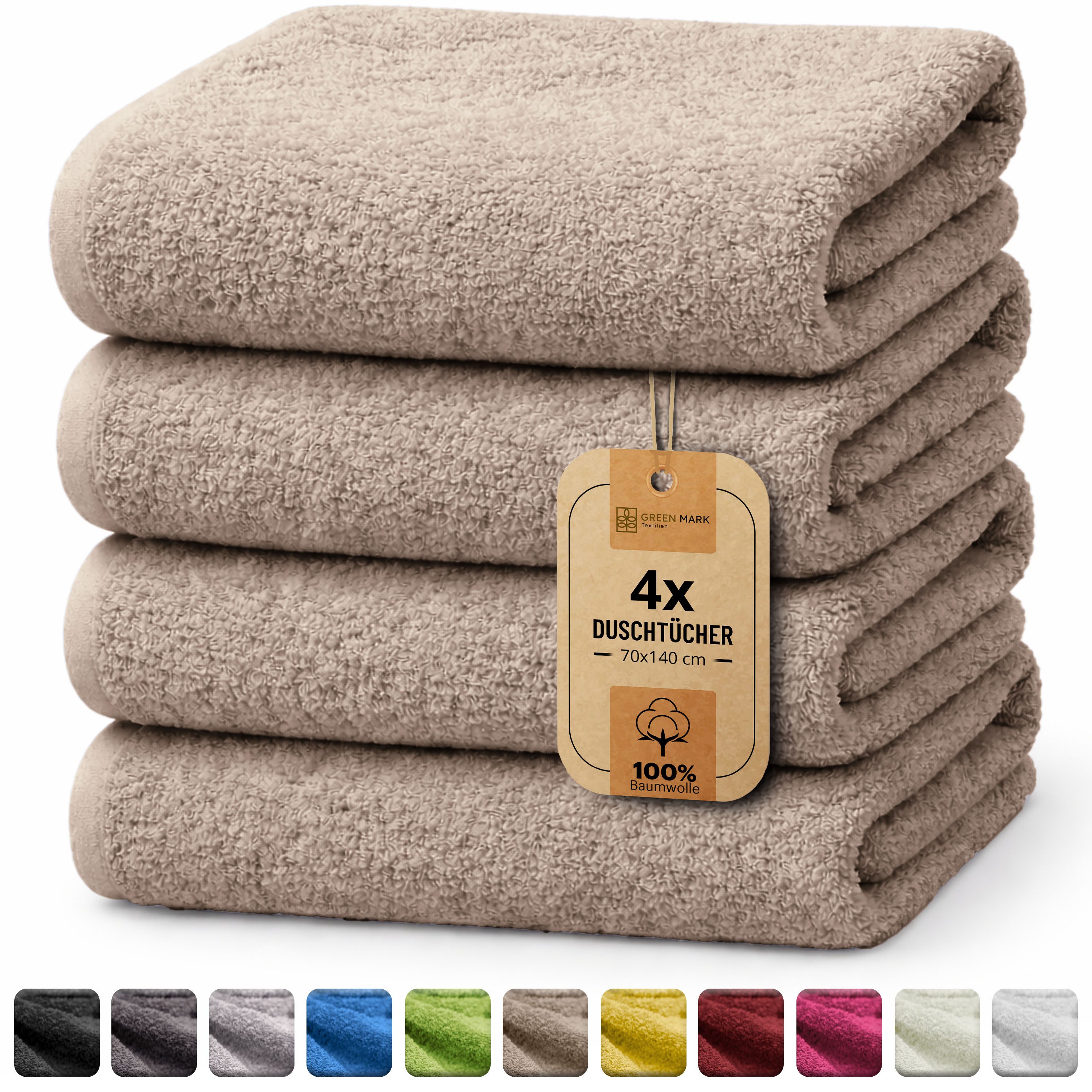 NatureMark Duschtuch 4er-Sparpack Frottier Duschtücher 70x140cm, 100% Baumw günstig online kaufen