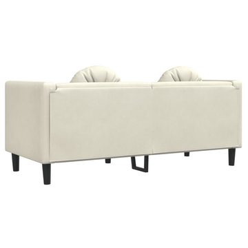 vidaXL Sofa Sofa mit Kissen 2-Sitzer Creme Samt