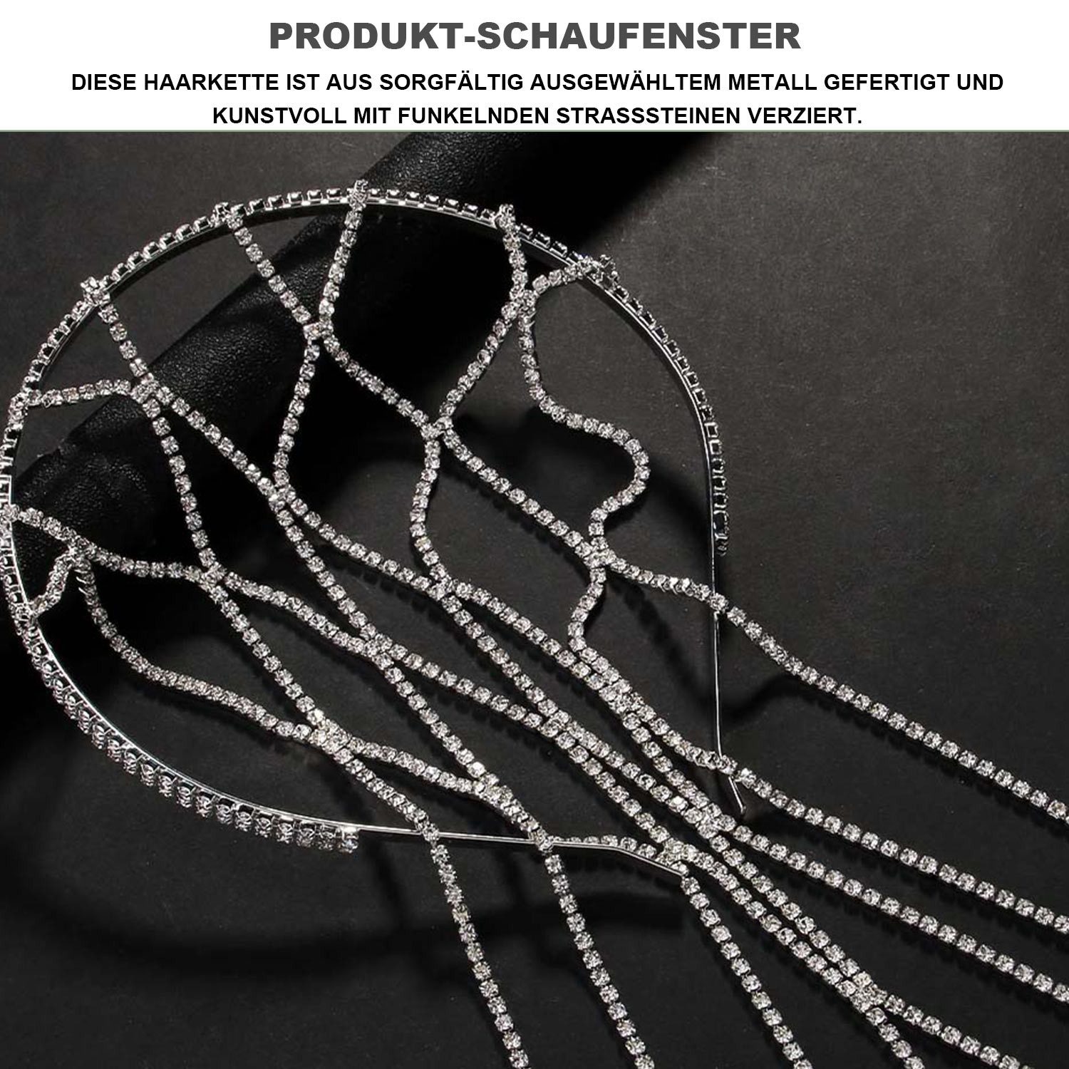 Refttenw Haarband Strass Hochzeit Stirnbänder Quasten-Stirnband, Vintage-Haarschmuck für Frauen zur Party, Hochzeit