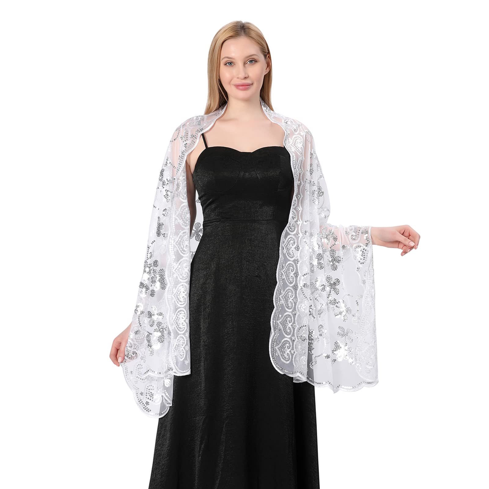 Zaewry Modeschal Schals und Tücher für Abendkleider – Elegante, transparente Damen, Jahre mit Blumenmuster, ideal für Hochzeiten