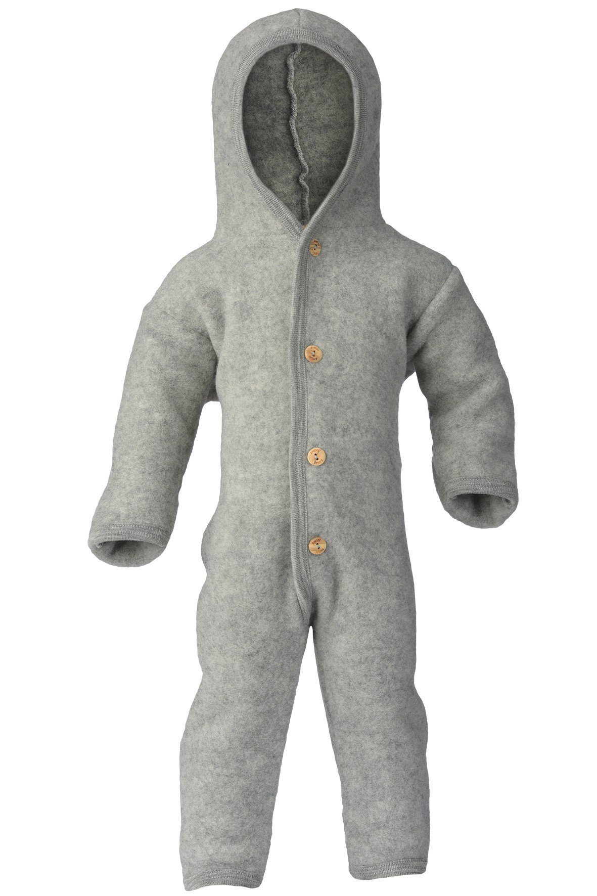 hellgrau Wollfleece mit Schneeoverall Engel Kapuze melange Overall Baby