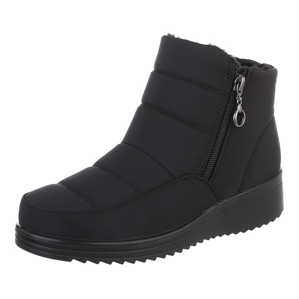 Ital-Design Damen Winterboot mit Reißverschluss und Profilsohle Snowboots (92732087) Keilabsatz/Wedge Stiefeletten in Schwarz