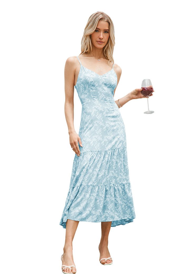 Cupshe Midikleid Florales V-Ausschnitt-Kleid in fließender A-Linien-Schnitt