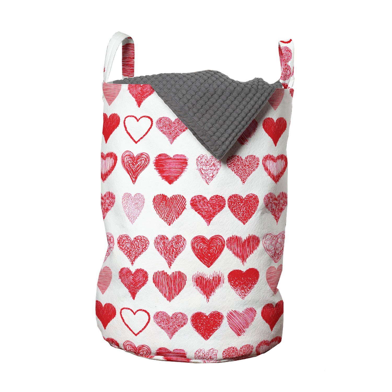 Wäschesäckchen Wäschekorb mit Waschsalons, für Romantische Herzen Valentinstag Abakuhaus Kordelzugverschluss Griffen