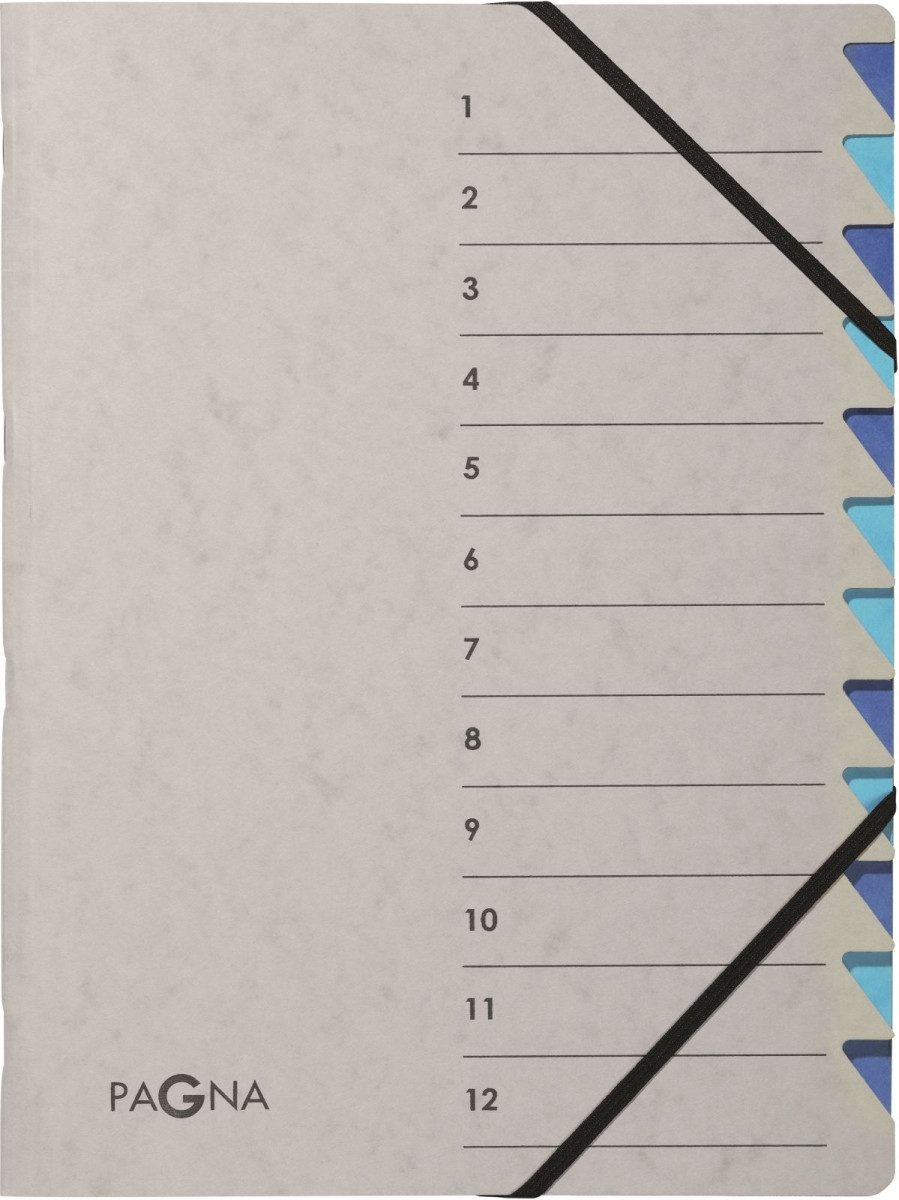 PAGNA Organisationsmappe Ordnungsmappe A4 12 Fächer Easy Grey blau 1-12