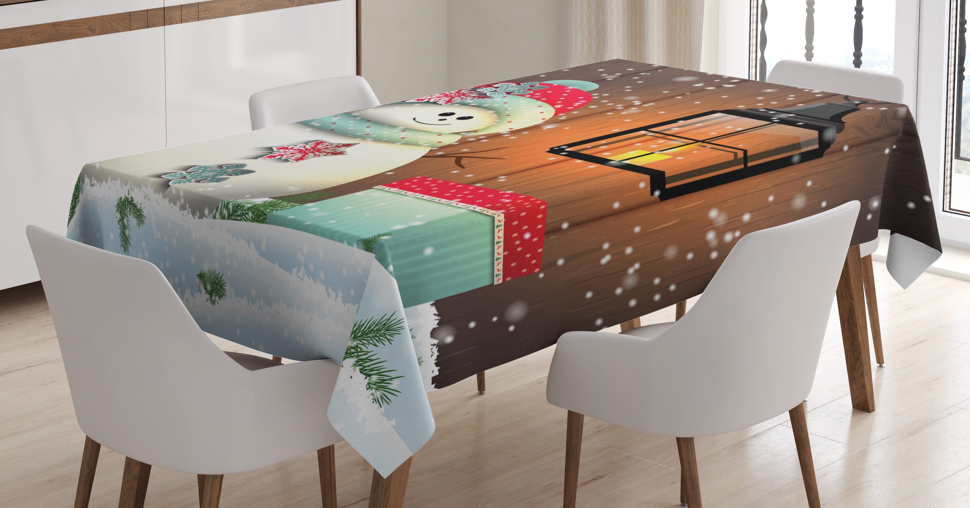 Abakuhaus Tischdecke den mit Waschbar Weihnachten Klare Außen Bereich geeignet Farben, Geschenkkarton Farbfest Garten Für