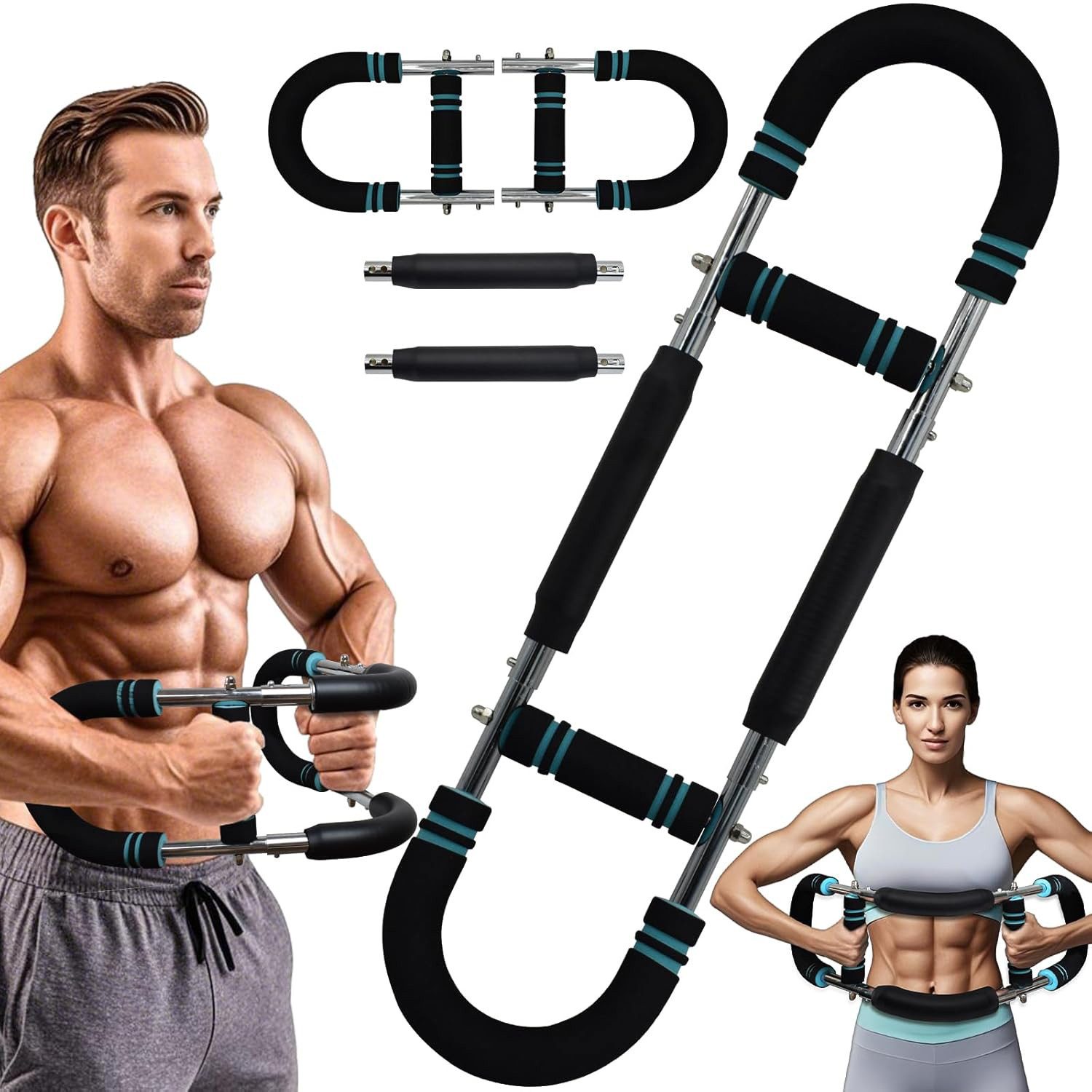 Refined Living Multitrainer Brusttrainer für Zuhause Brustmuskel Trainingsgeräte Biegehantel, (Biegehantel U-förmiger Twister Armtrainer Verstellbarer Power, 1-St., Expander fitness Bizeps trainingsgerät Rutschfester Schaumstoffgriff), Körperstärke Sportg