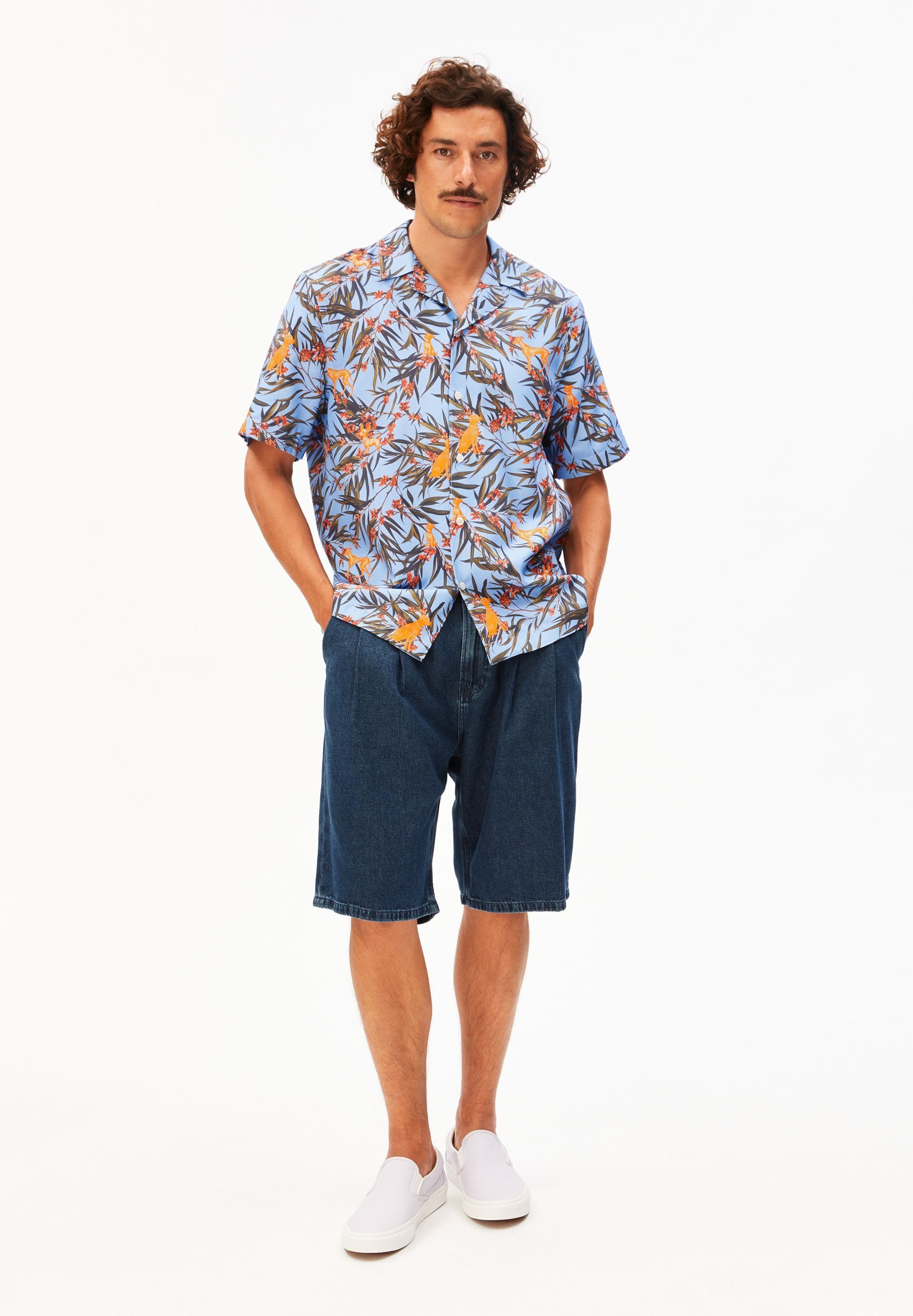 Armedangels Langarmhemd AOP DOG Hemd aus Baumwoll-Lyocell-Mix (1-tlg., Relaxed Fit) Relaxed Fit