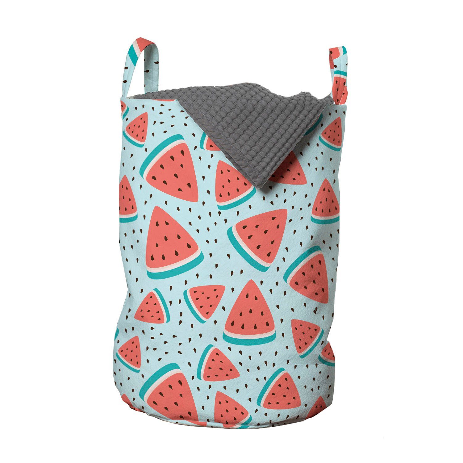 Abakuhaus Wäschesäckchen Wäschekorb mit Griffen Kordelzugverschluss für Waschsalons, Obst Wassermelone-Scheiben und Samen